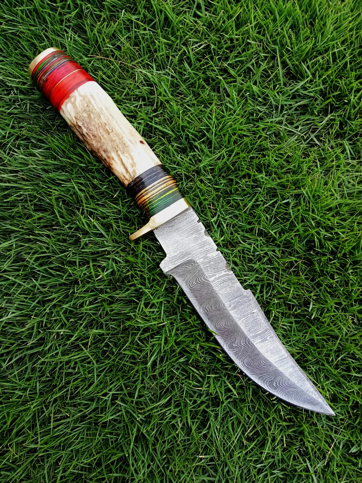 Custom Hand Forged Damascus Steel Adventure Camping EDC Knife Stage Handle - Image 4