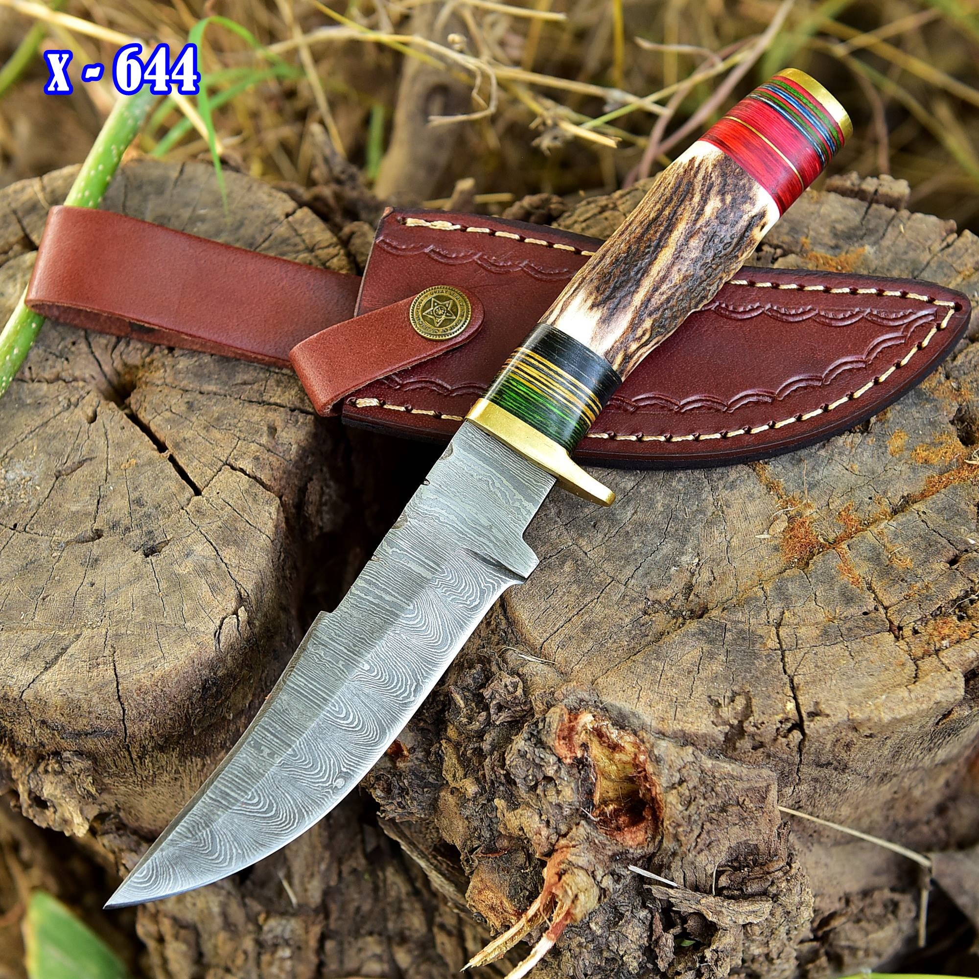 Custom Hand Forged Damascus Steel Adventure Camping EDC Knife Stage Handle - Image 7