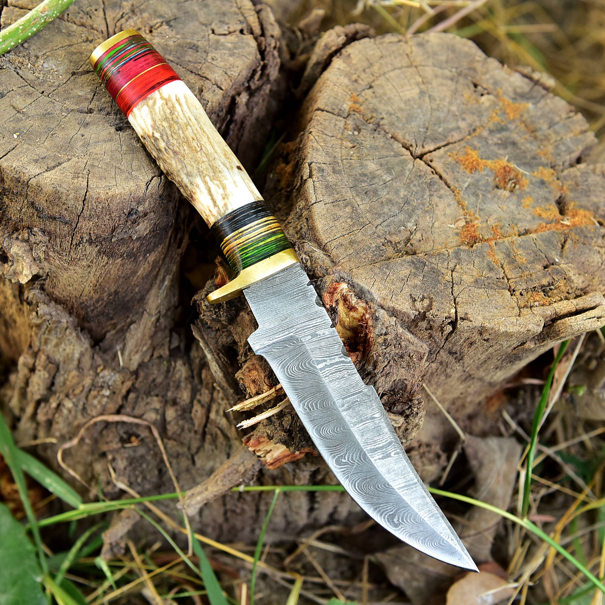 Custom Hand Forged Damascus Steel Adventure Camping EDC Knife Stage Handle - Image 8