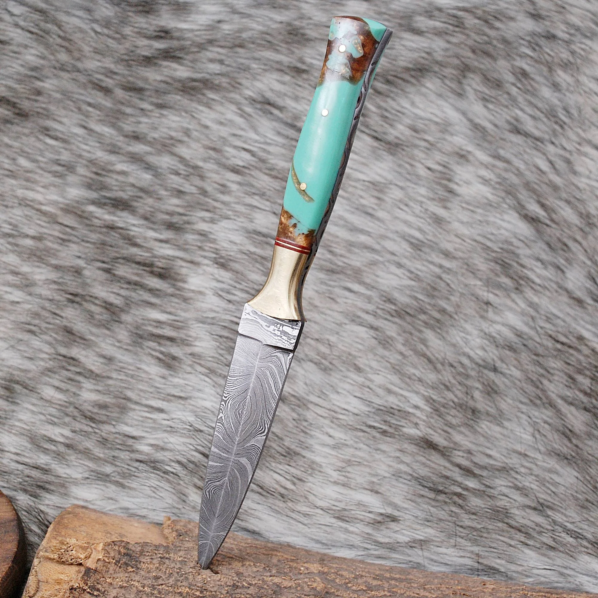 Custom Hand Forged Damascus Steel Double Edge Blade Dagger With Sheath - Image 3
