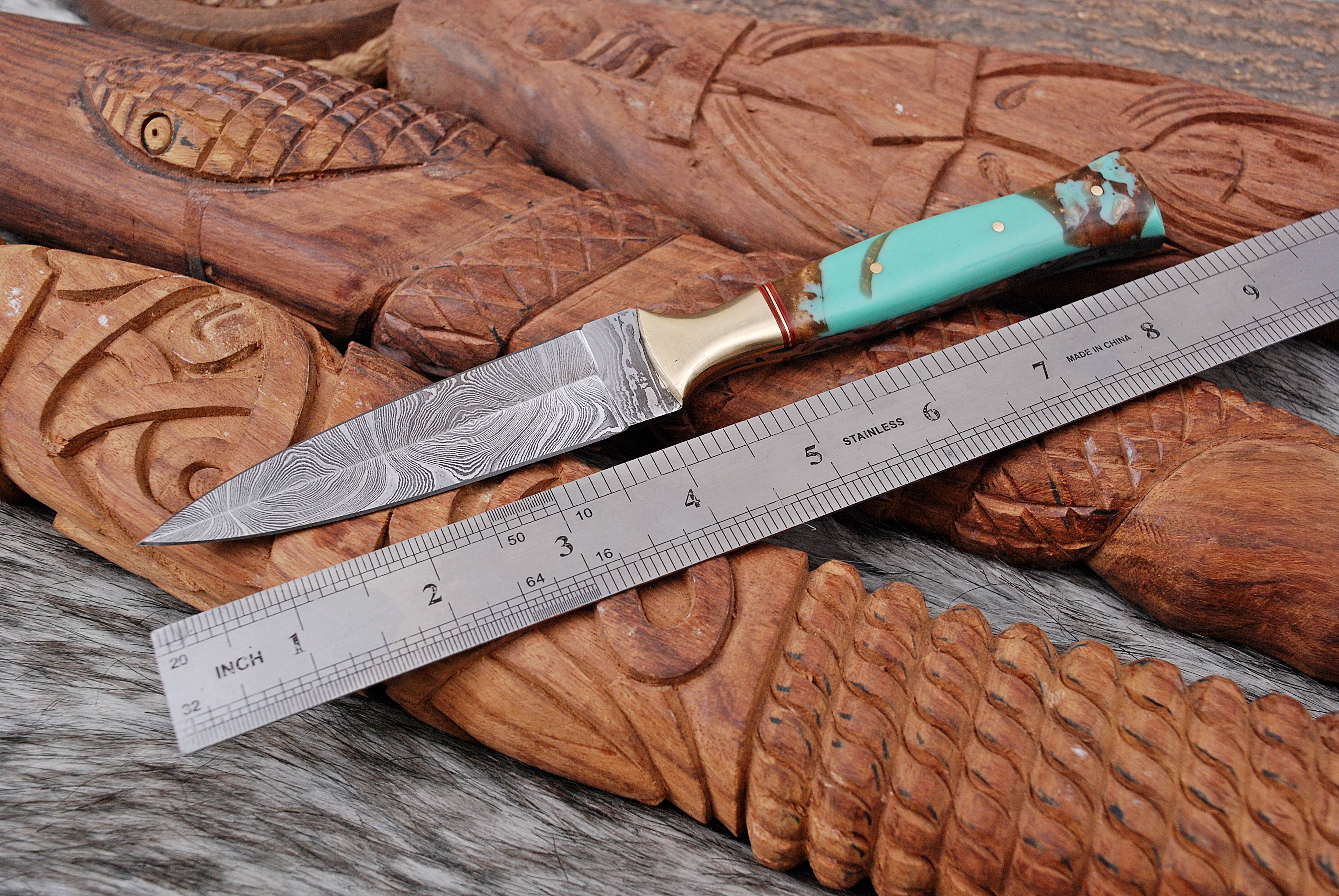 Custom Hand Forged Damascus Steel Double Edge Blade Dagger With Sheath - Image 4