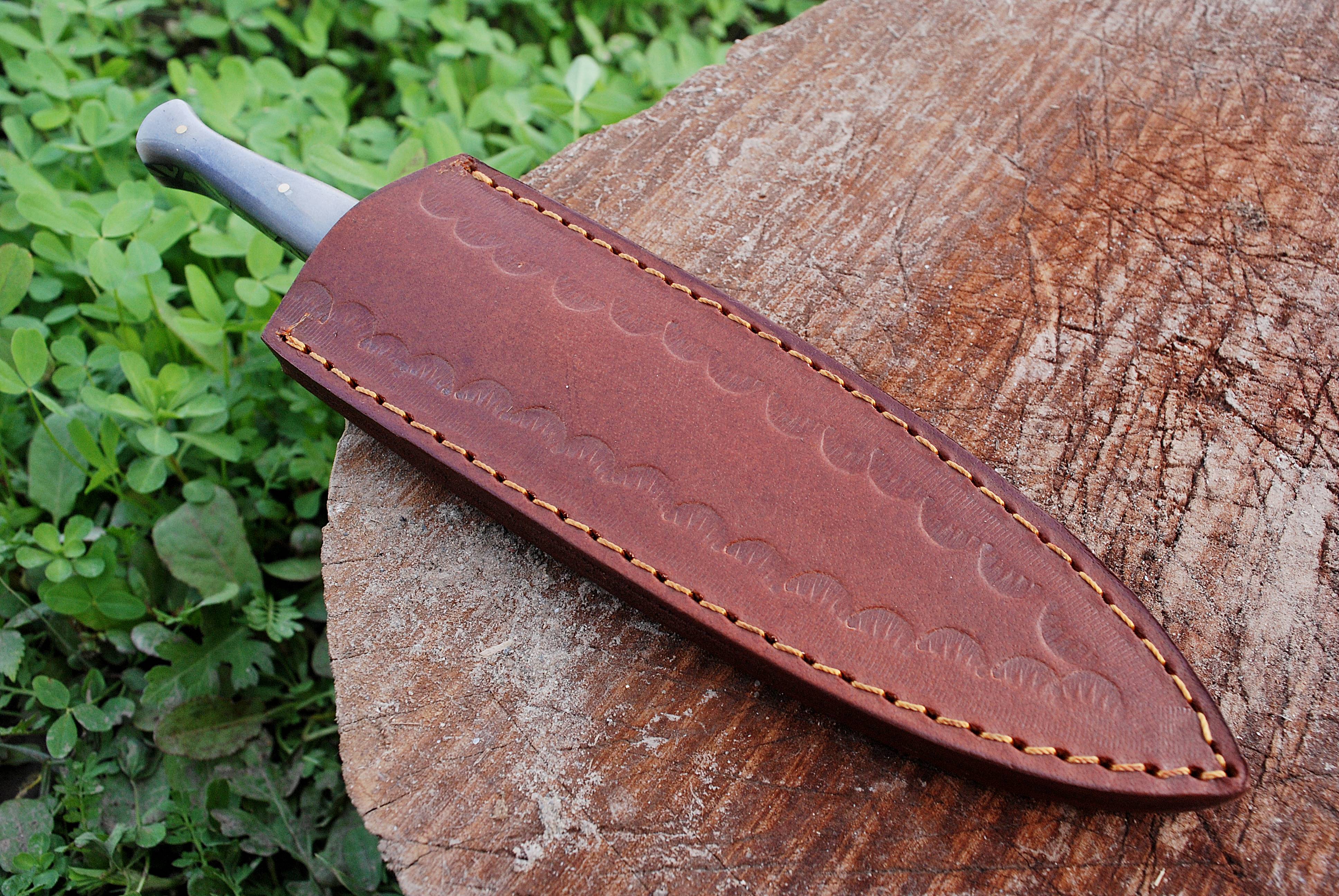 Custom Hand Forged Damascus Steel Double Edge Dagger Camel Bone Handle - Image 10