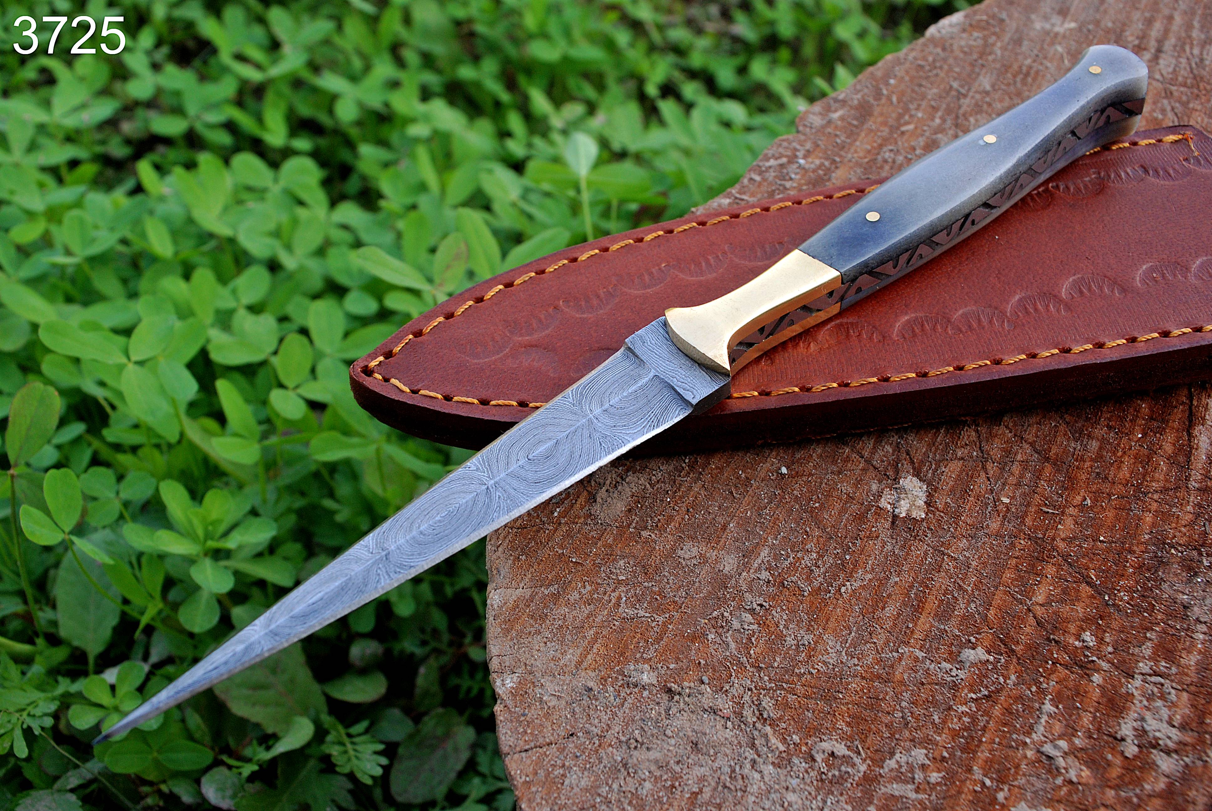 Custom Hand Forged Damascus Steel Double Edge Dagger Camel Bone Handle - Image 7