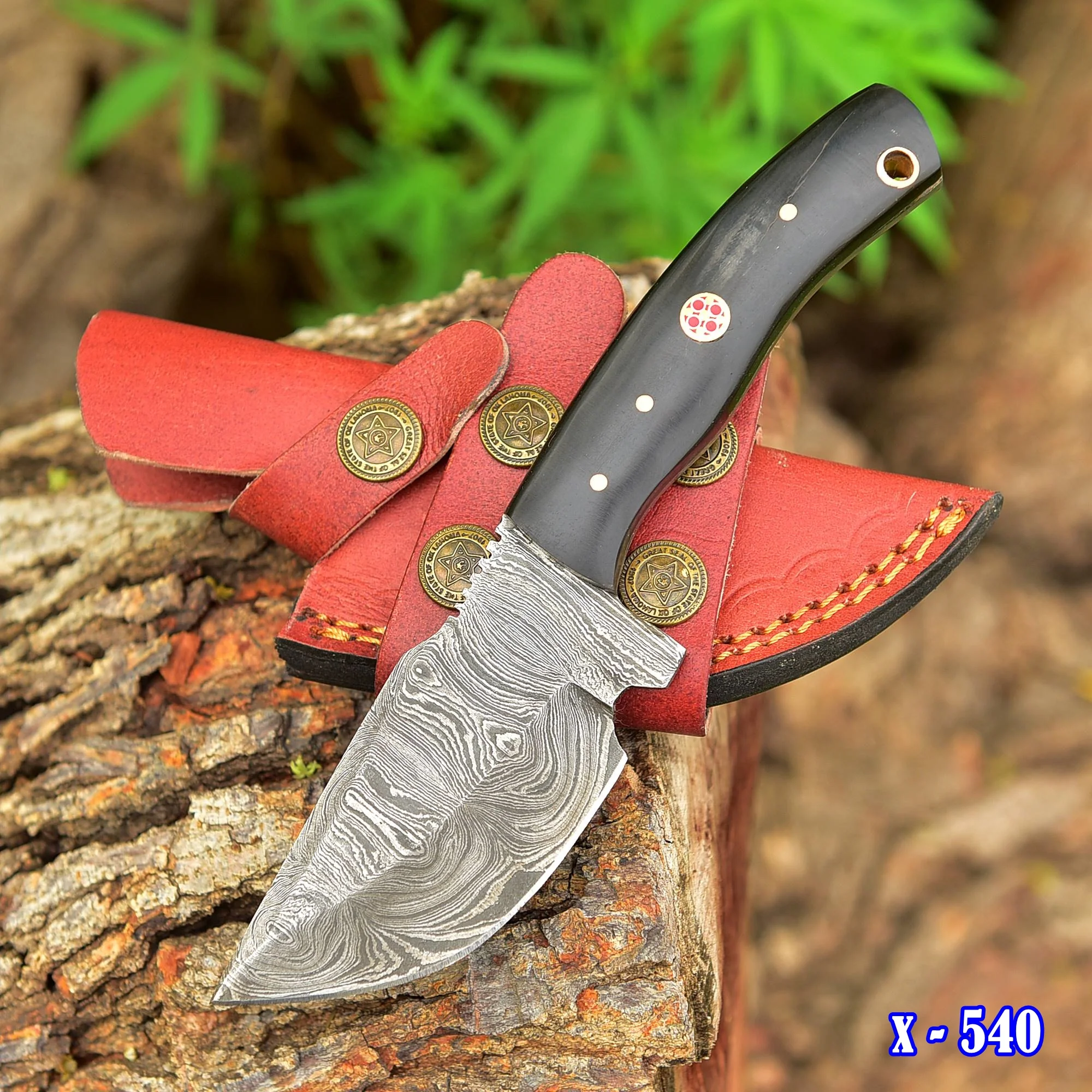 Custom Hand Forged Damascus Steel Fixed Blade Camping Skinner Knife - Image 2