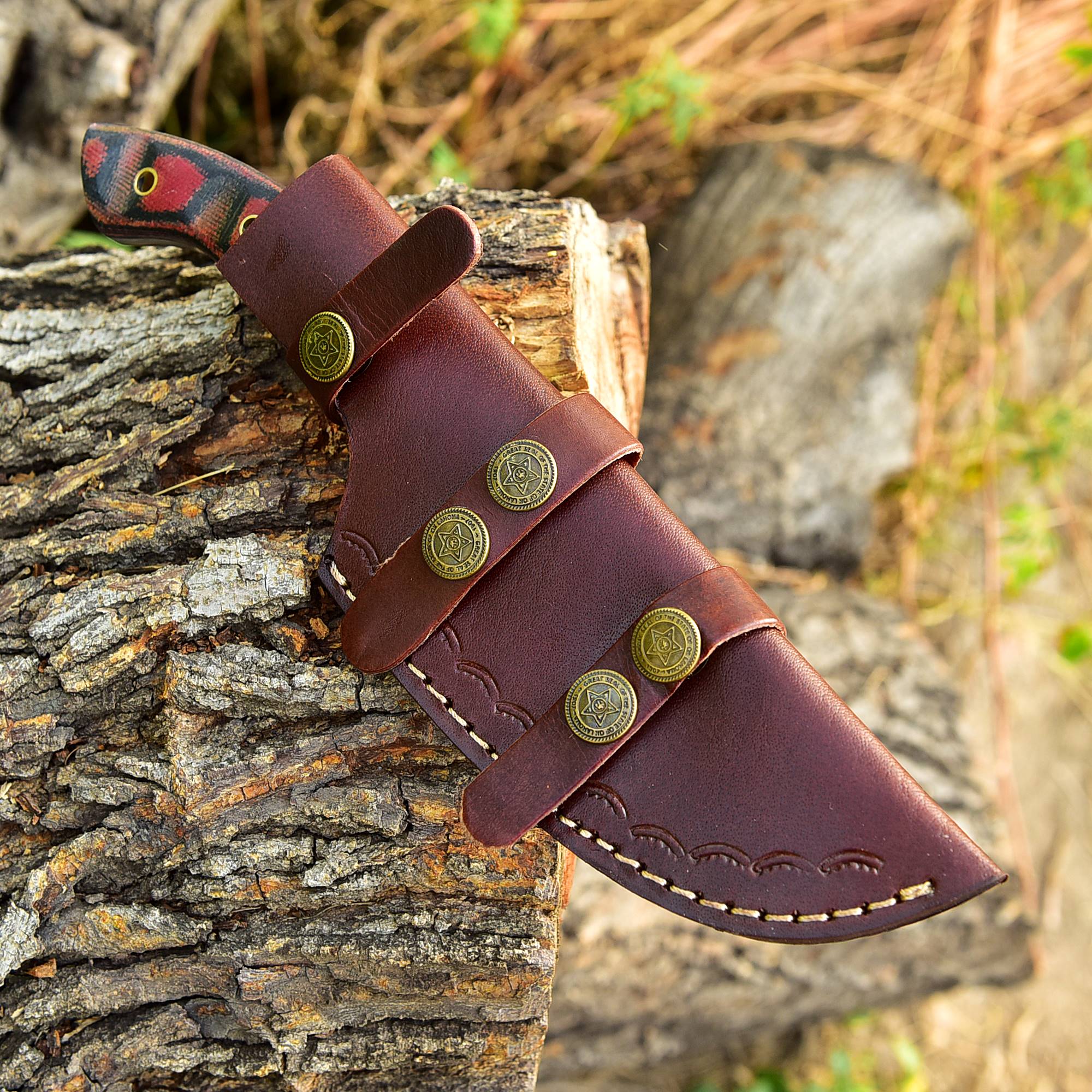 Custom Hand Forged Damascus Steel Outdoor Hunting Tracker Knife Micarta Handle - Image 5