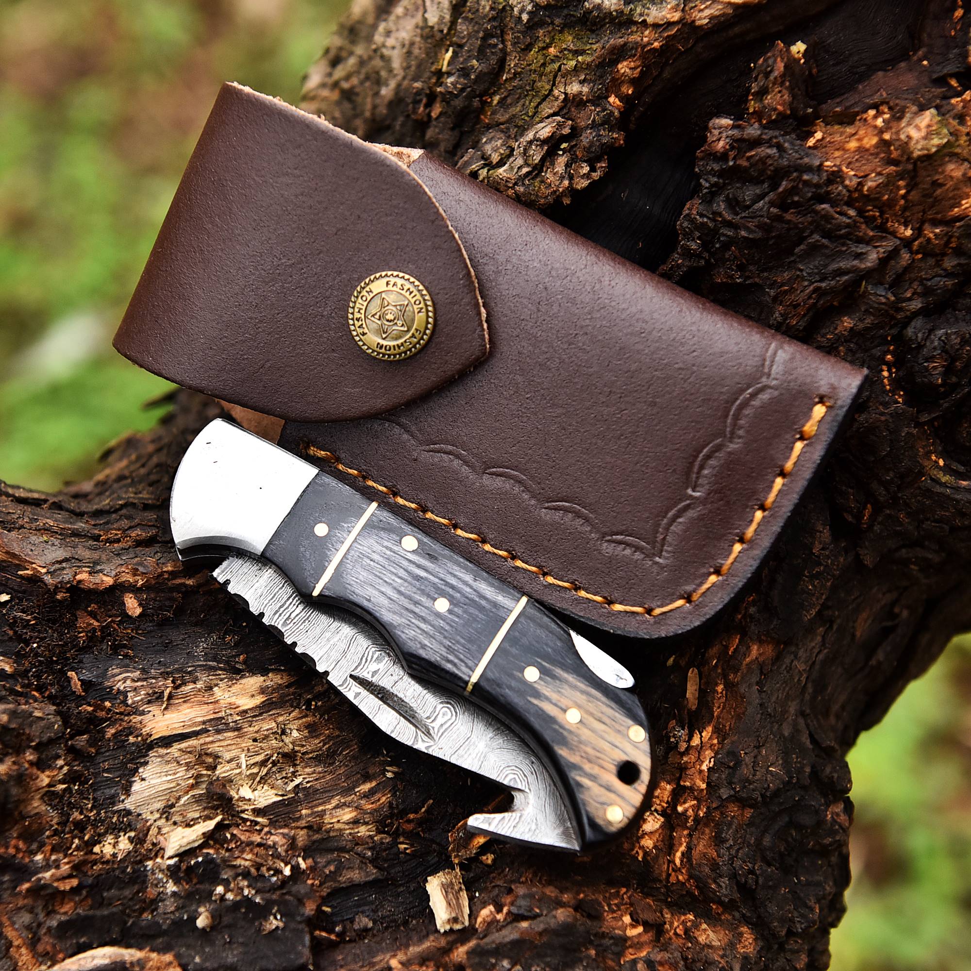 Custom Hand Forged EDC Damascus Steel Blade Folding Blade Pocket Knife - Image 5
