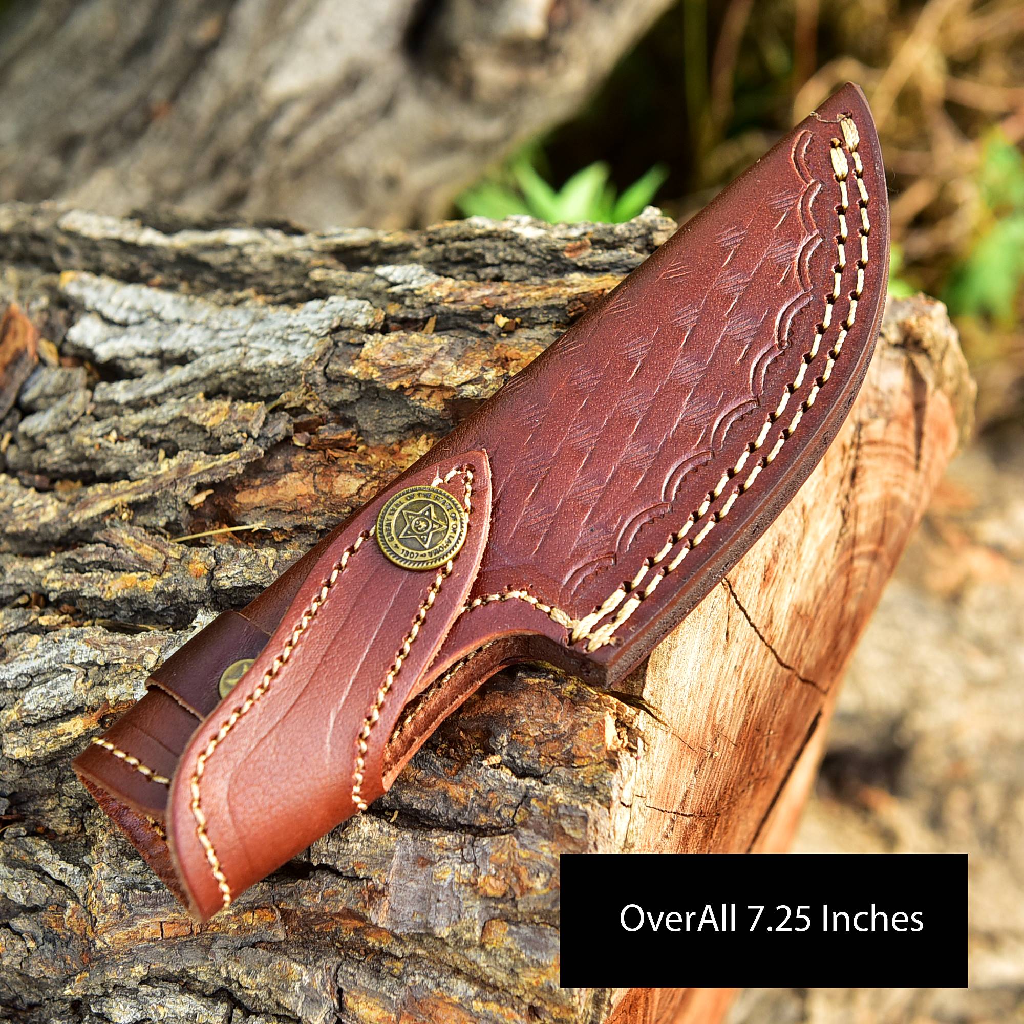 Custom Hand Forged Genuine Leather Fixed Blade Knife Engraved Sheath - Image 2