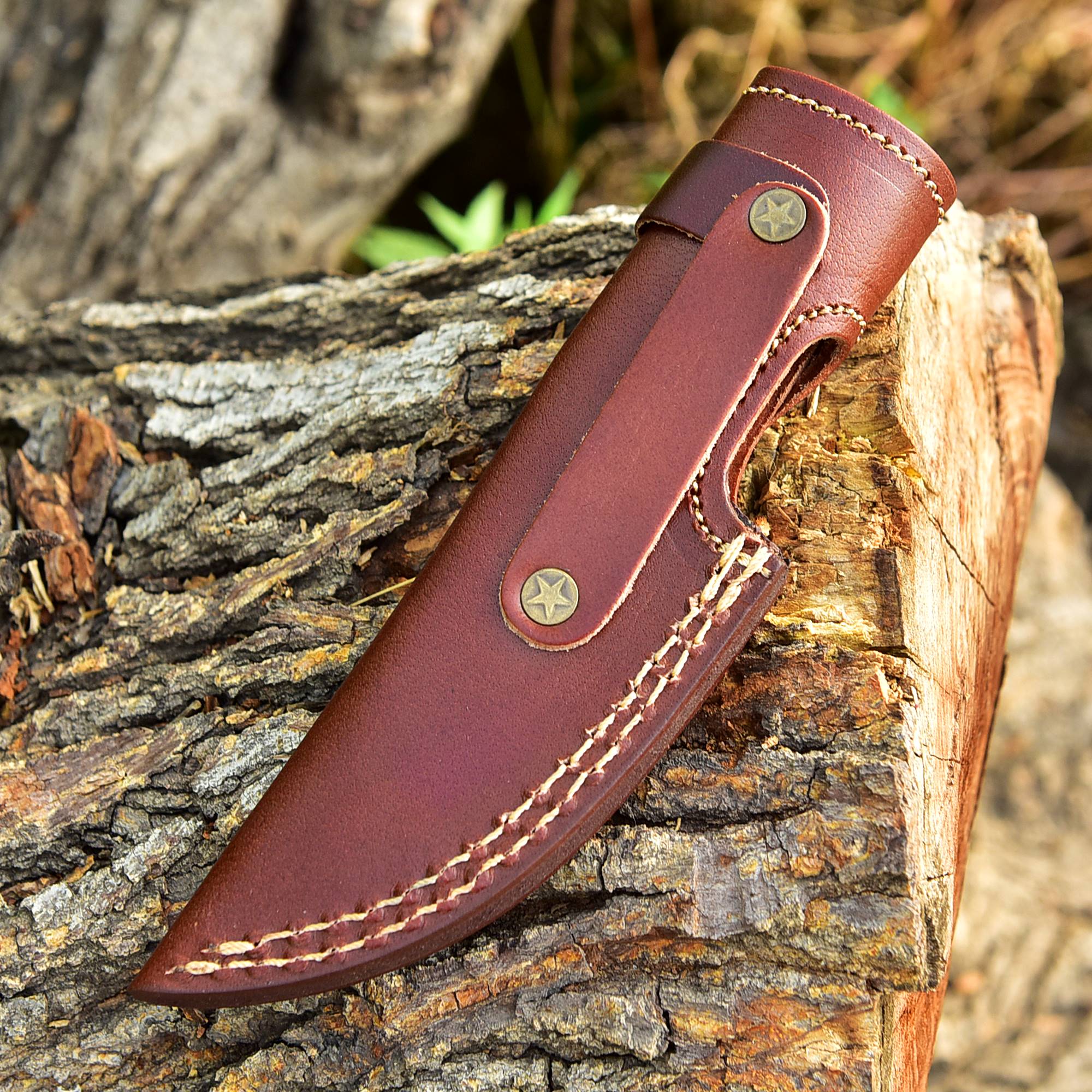 Custom Hand Forged Genuine Leather Fixed Blade Knife Engraved Sheath - Image 5