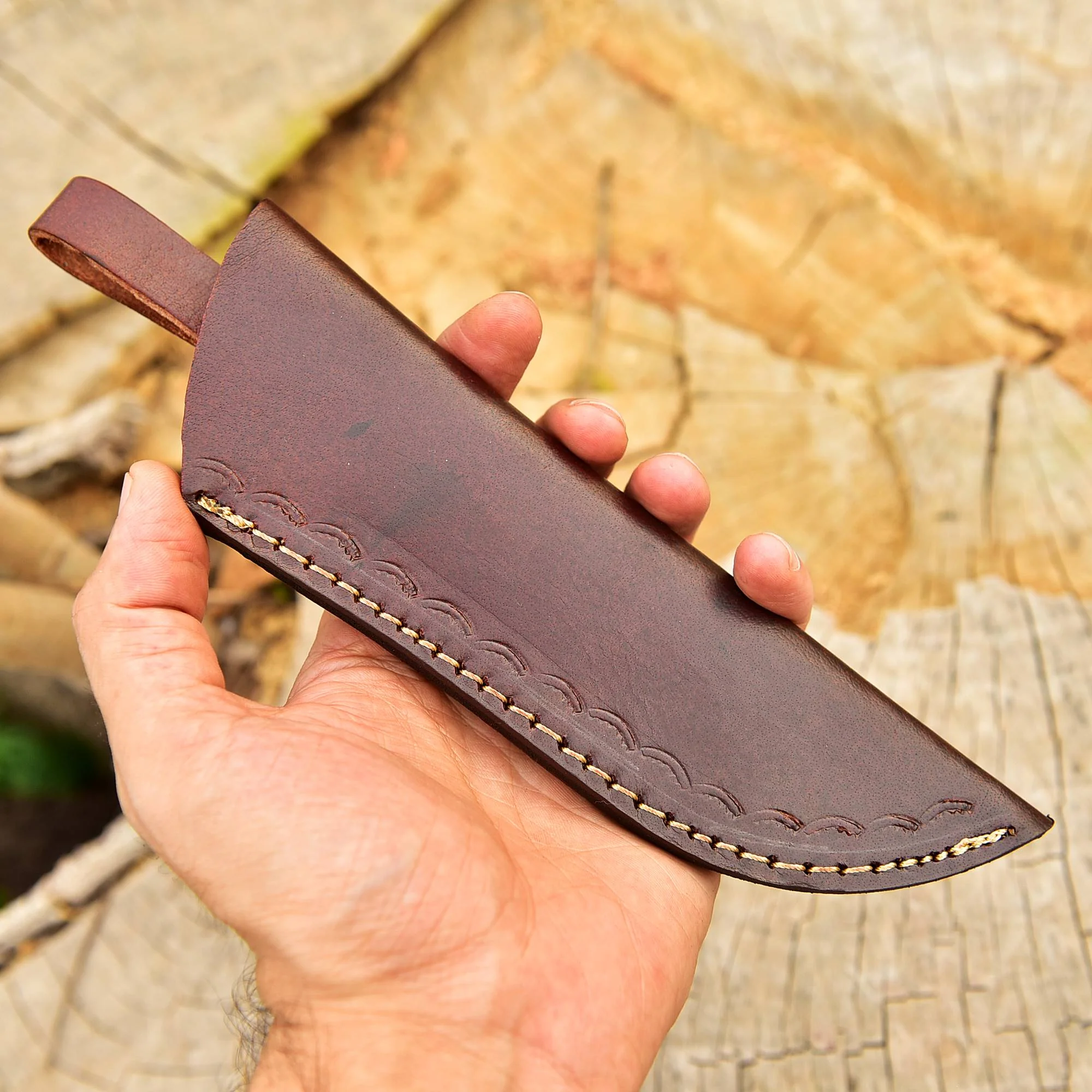 Custom Hand Forged Genuine Leather Fixed Blade Knife Skinner Knife Sheath