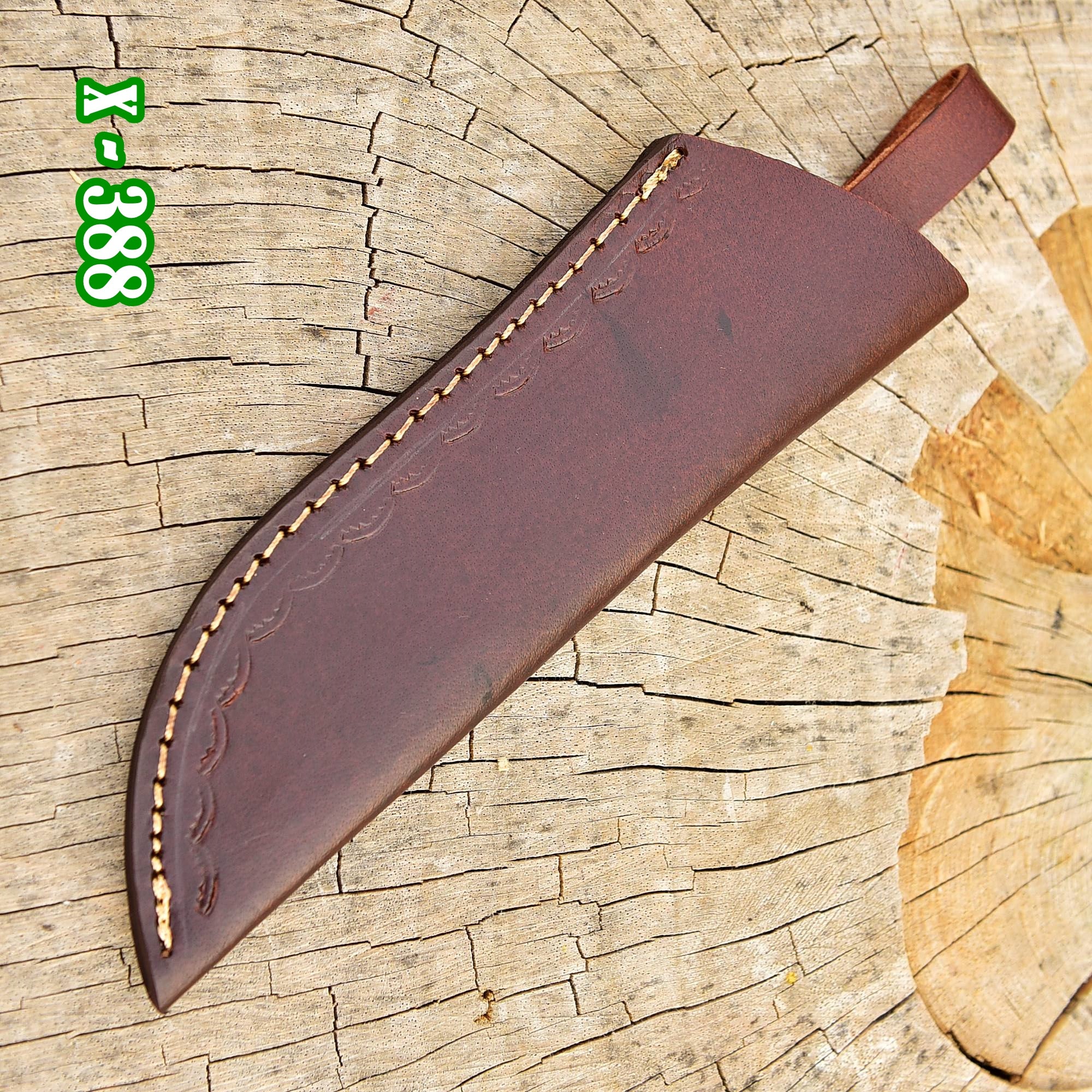 Custom Hand Forged Genuine Leather Fixed Blade Knife Skinner Knife Sheath - Image 2