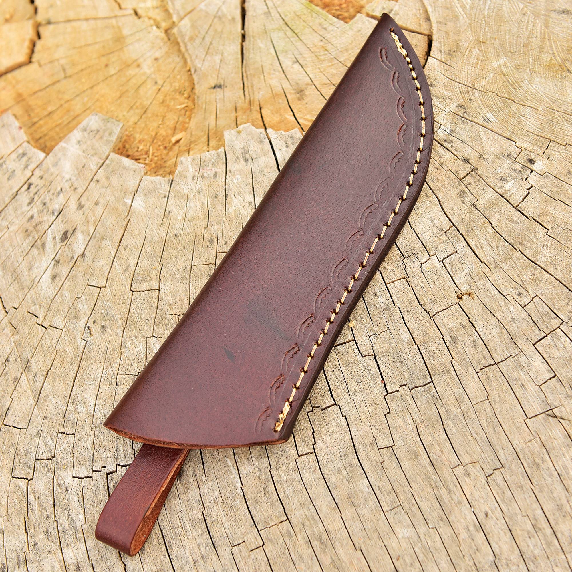 Custom Hand Forged Genuine Leather Fixed Blade Knife Skinner Knife Sheath - Image 3