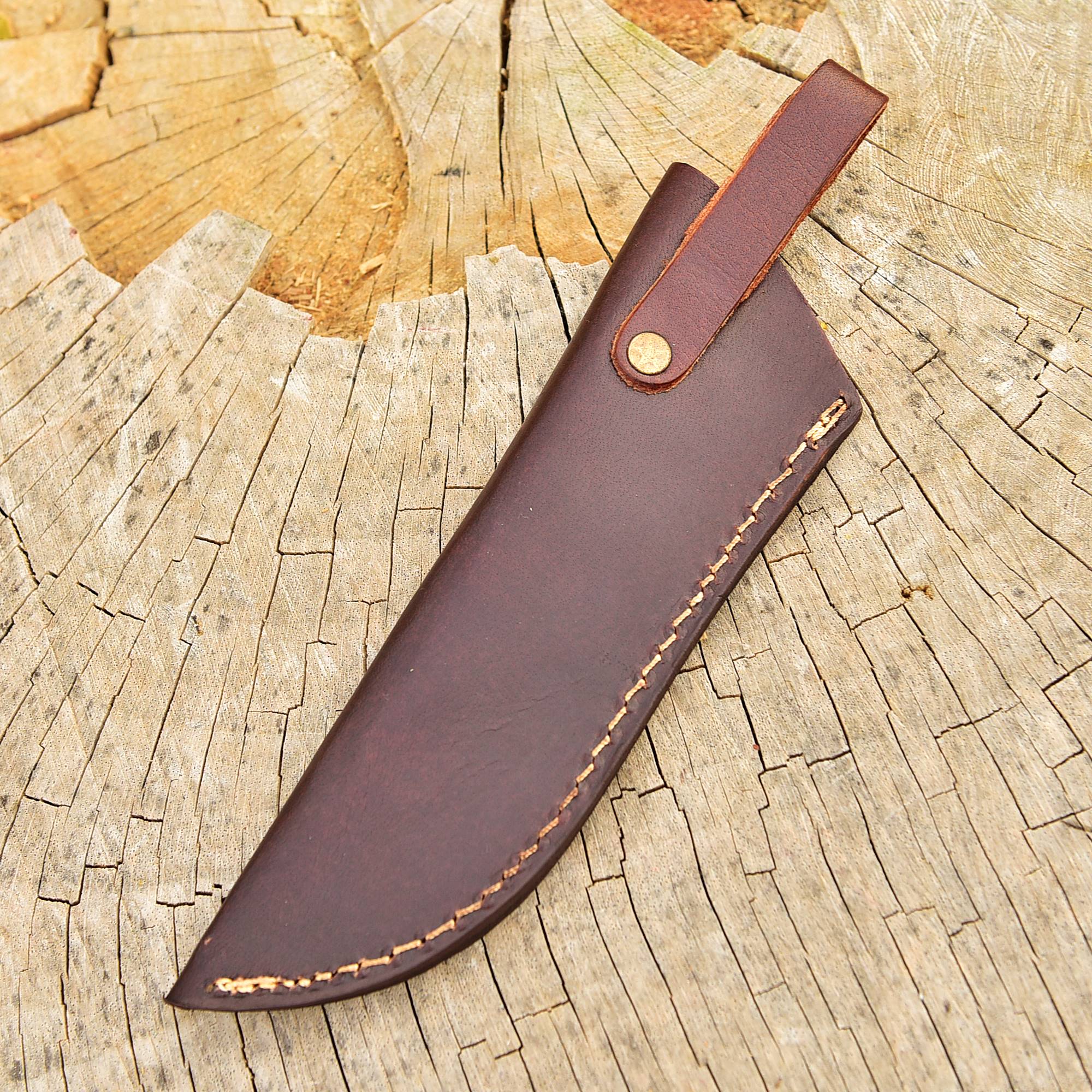 Custom Hand Forged Genuine Leather Fixed Blade Knife Skinner Knife Sheath - Image 4