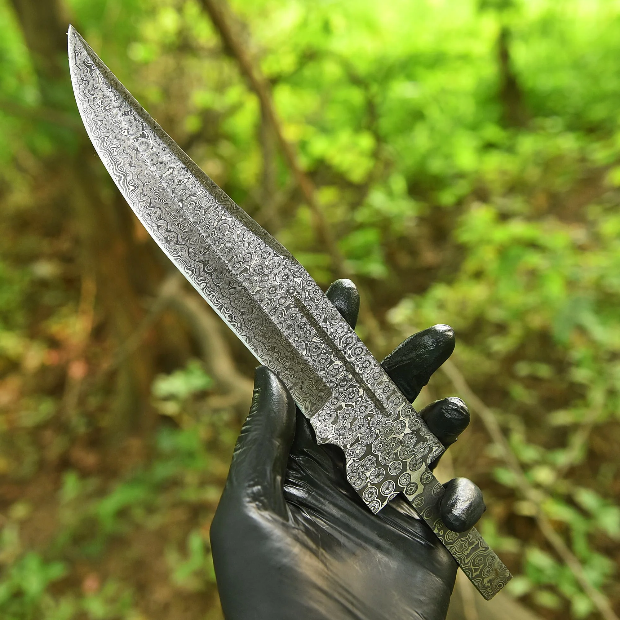 Custom Hand Forged Tactical Damascus Razor Razor Blade Blank Blade Knife - Image 4