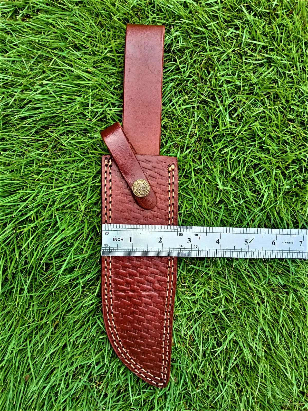 Custom Hand Forged Top Grain Engraved Leather Fixed Blade Knife Sheath - Image 2