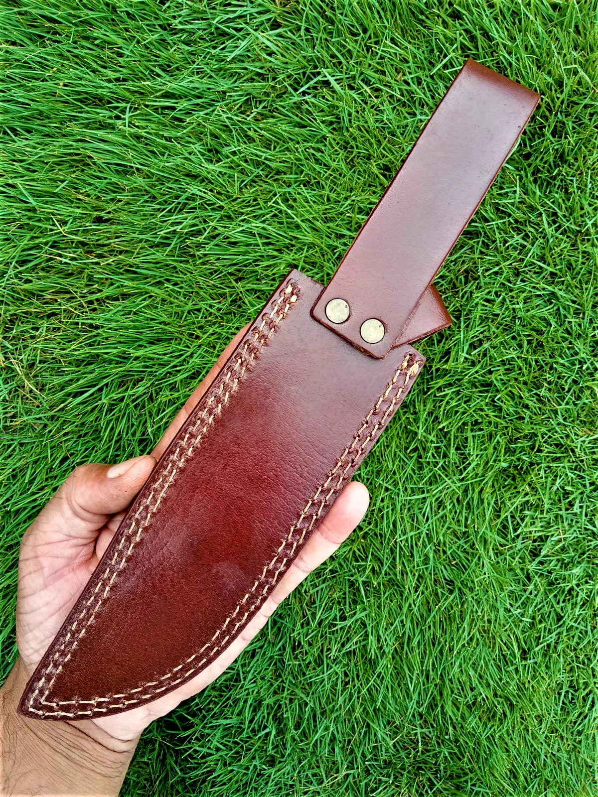 Custom Hand Forged Top Grain Engraved Leather Fixed Blade Knife Sheath - Image 3