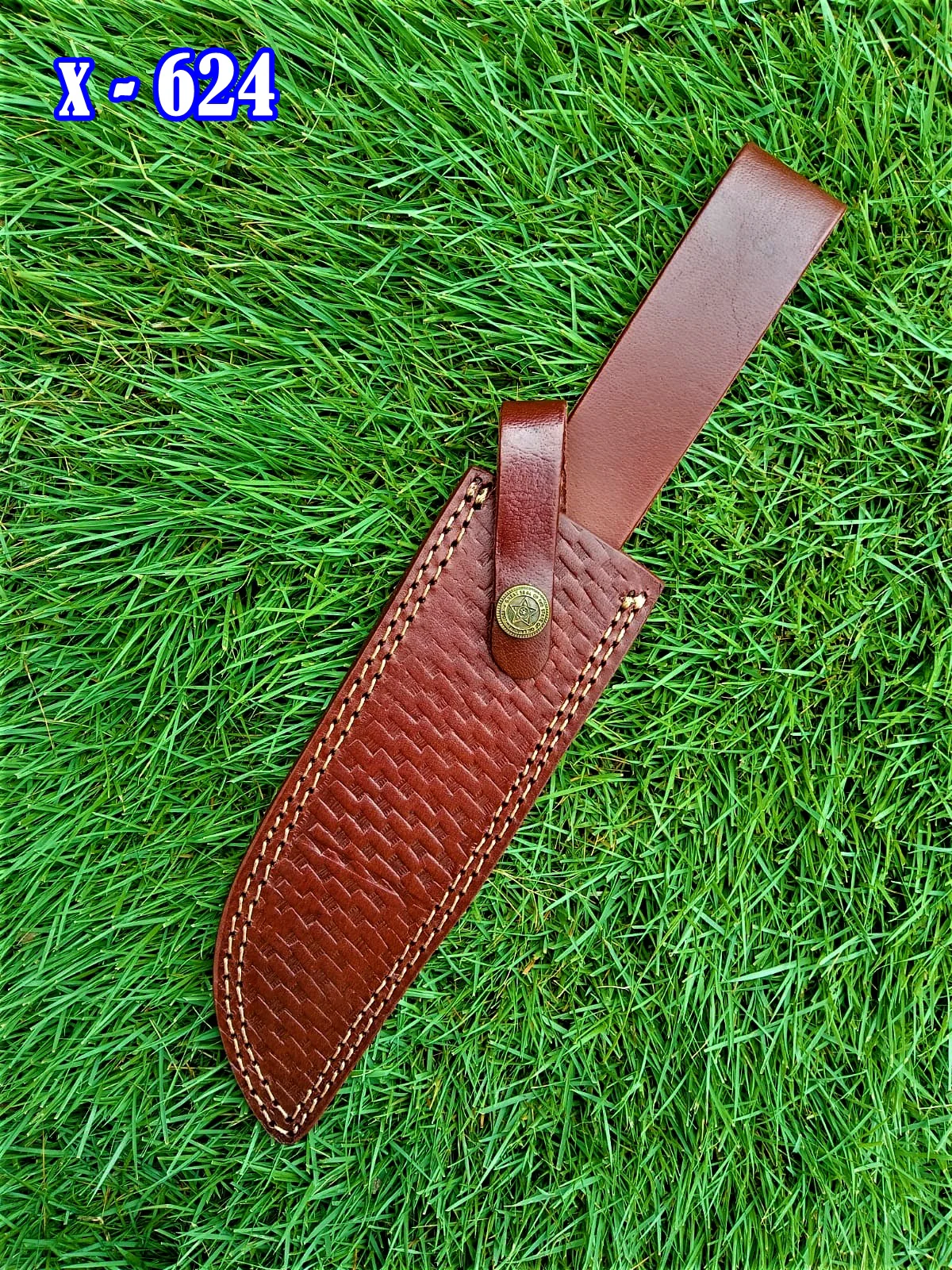 Custom Hand Forged Top Grain Engraved Leather Fixed Blade Knife Sheath - Image 4