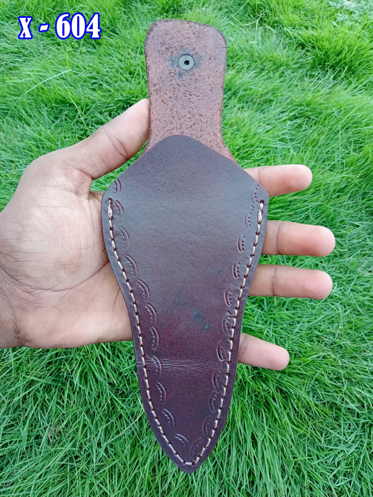 Custom Hand Stitched Full Grain Leather Fixed Blade Boot Knife Sheath - Image 2