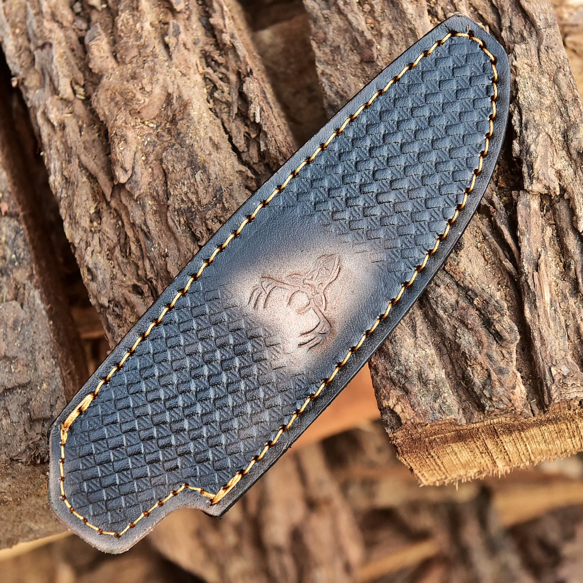 Custom Hand Stitched Sheep Leather Fixed Blade Knife Deer Engraved Sheath - Image 2