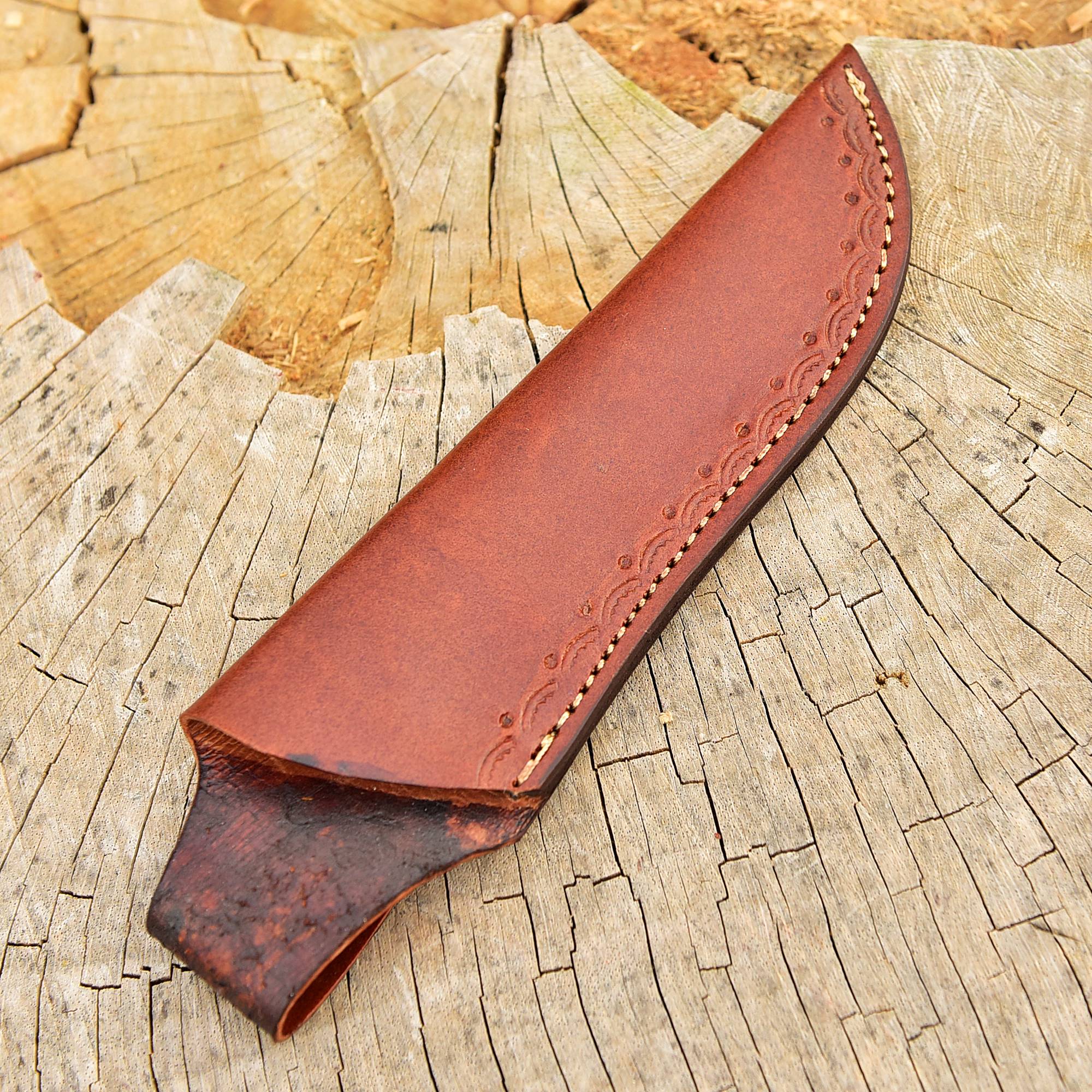 Custom Hand Stitched Top Grain Leather Fixed Blade Knife Sheath - Image 10