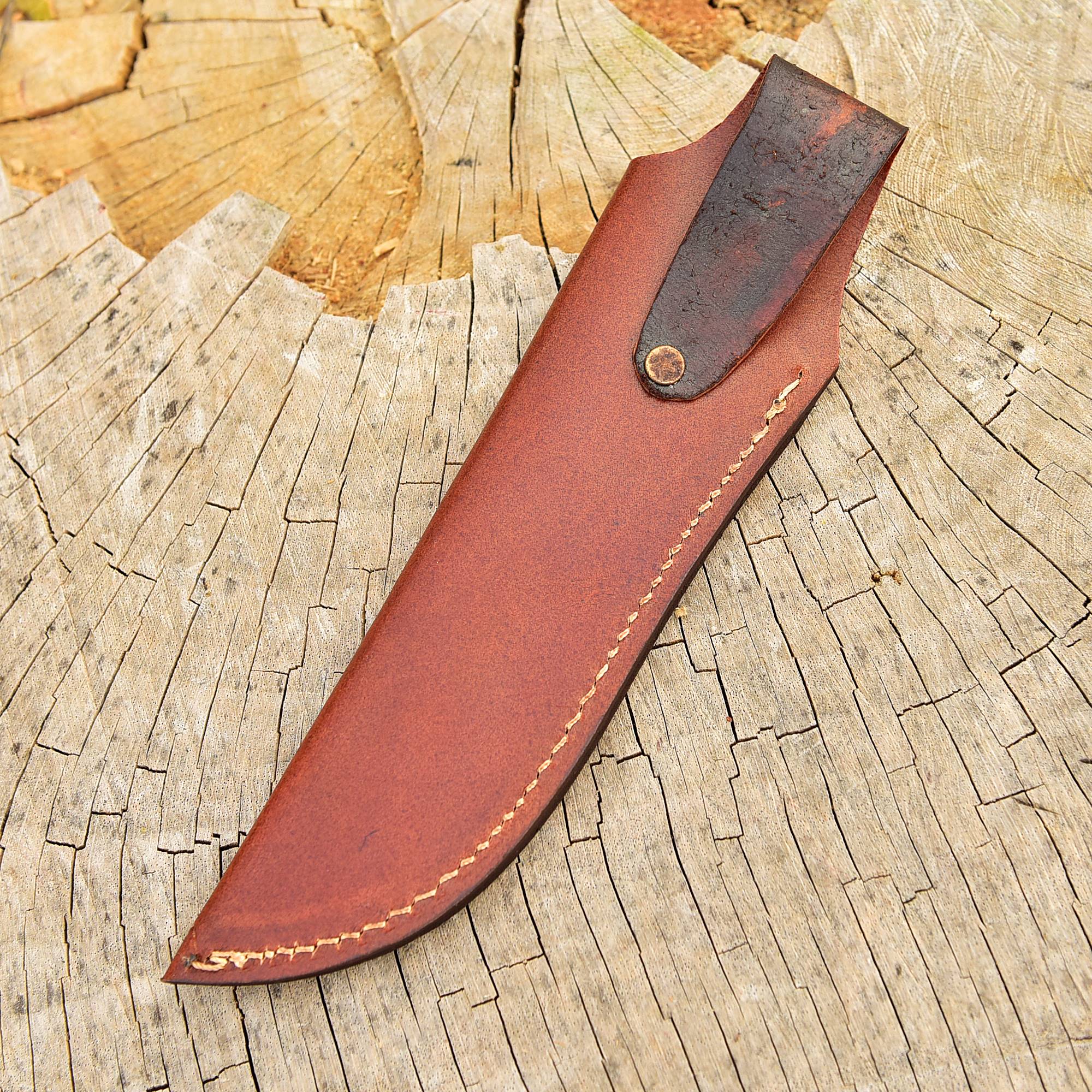Custom Hand Stitched Top Grain Leather Fixed Blade Knife Sheath - Image 11