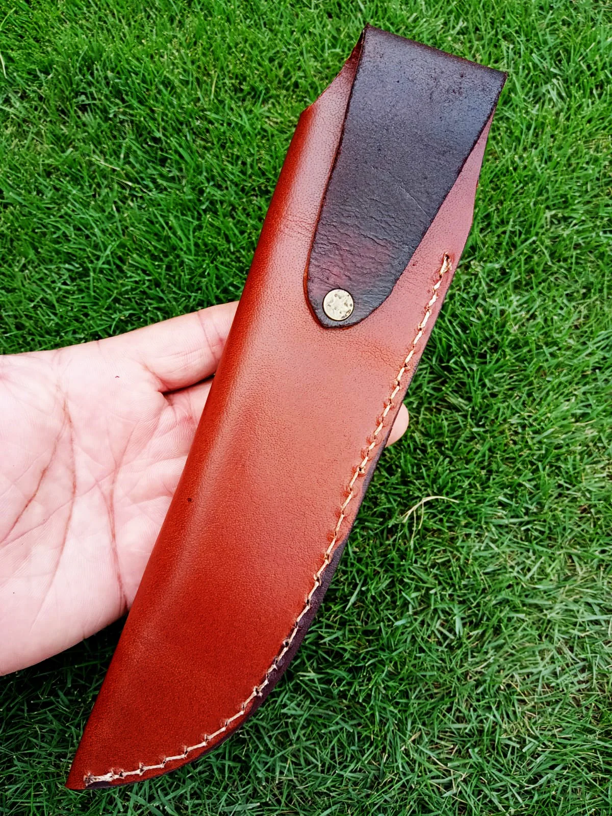 Custom Hand Stitched Top Grain Leather Fixed Blade Knife Sheath - Image 8