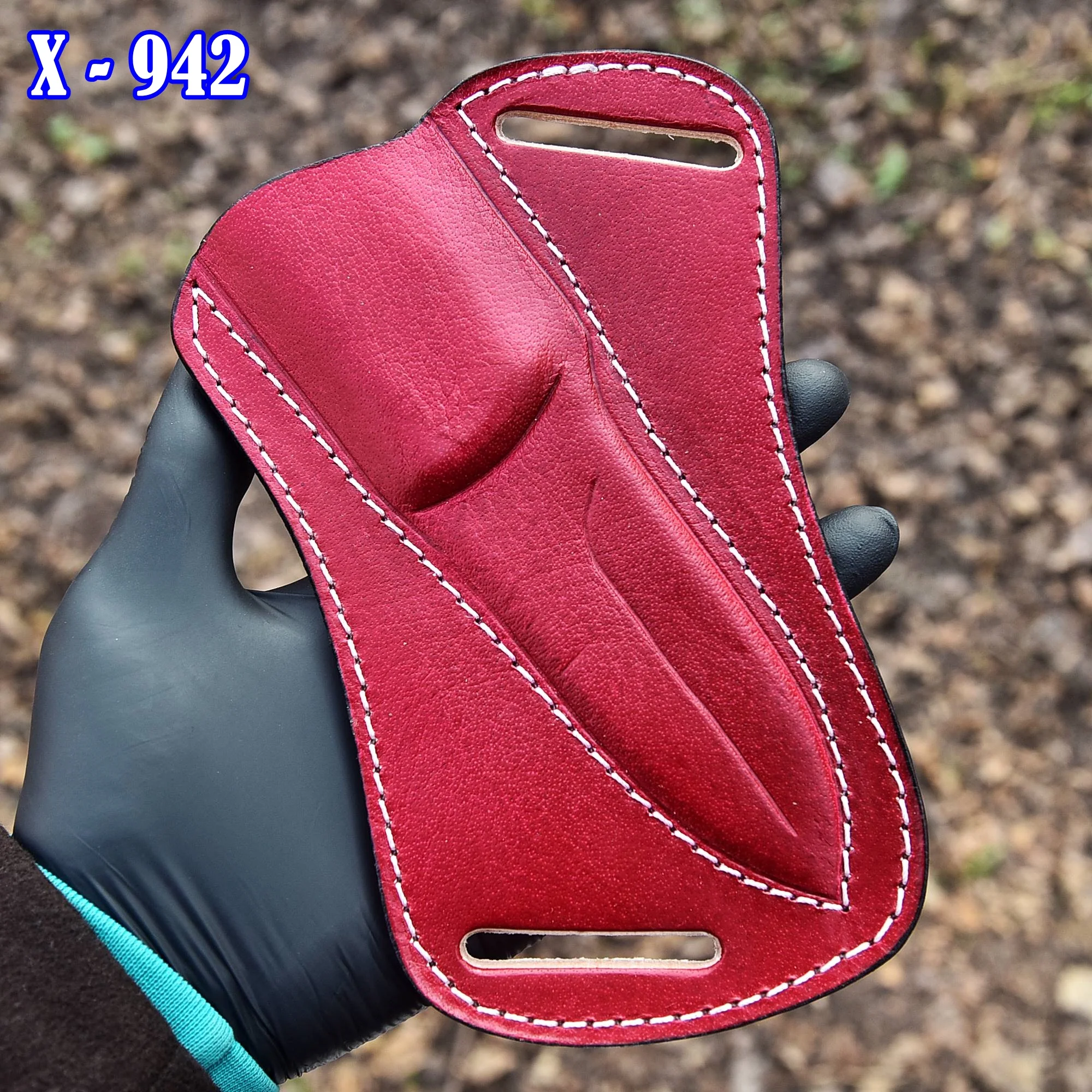 Custom Hand Stitched Top Grain Leather Fixed Blade Leather Sheath - Image 4
