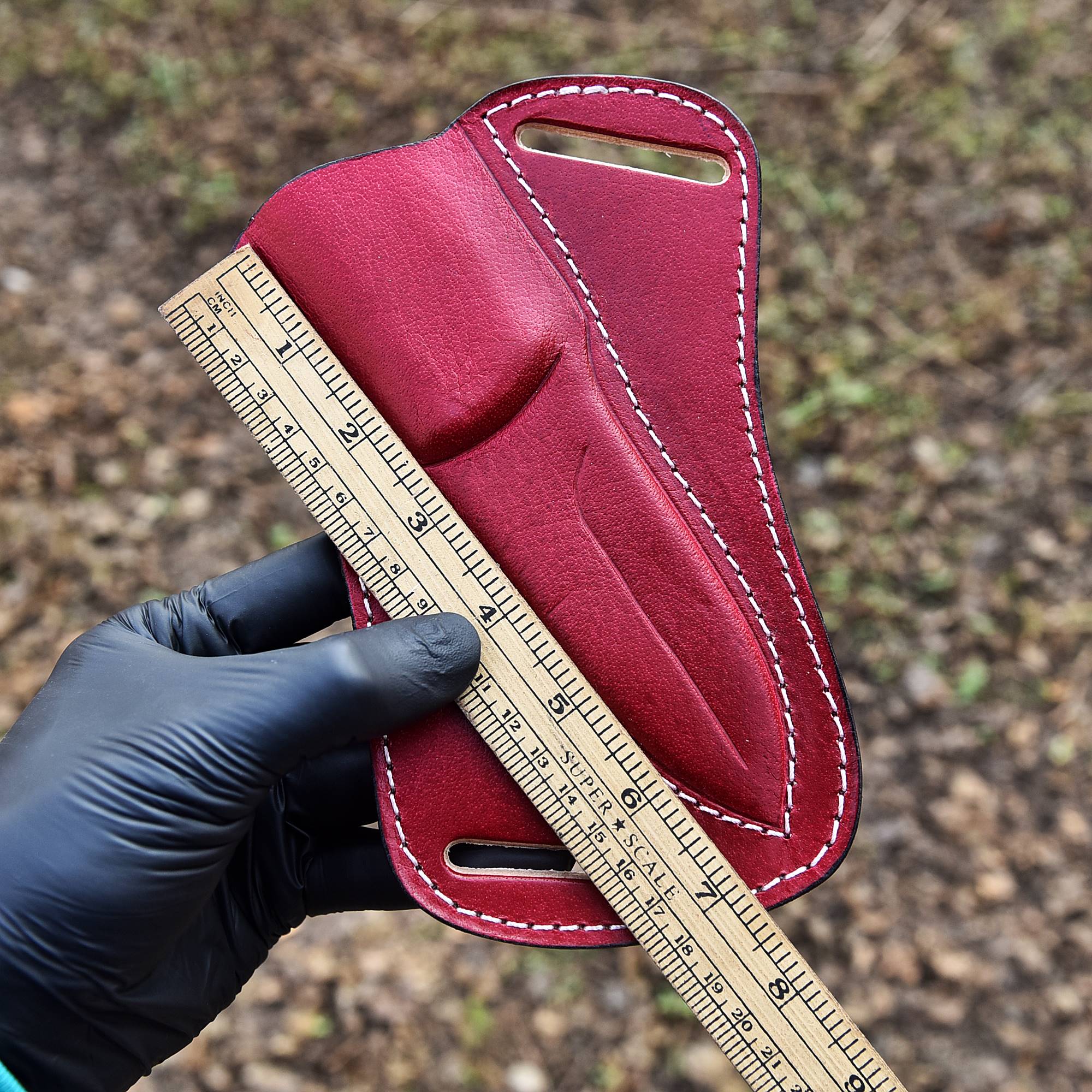 Custom Hand Stitched Top Grain Leather Fixed Blade Leather Sheath - Image 5