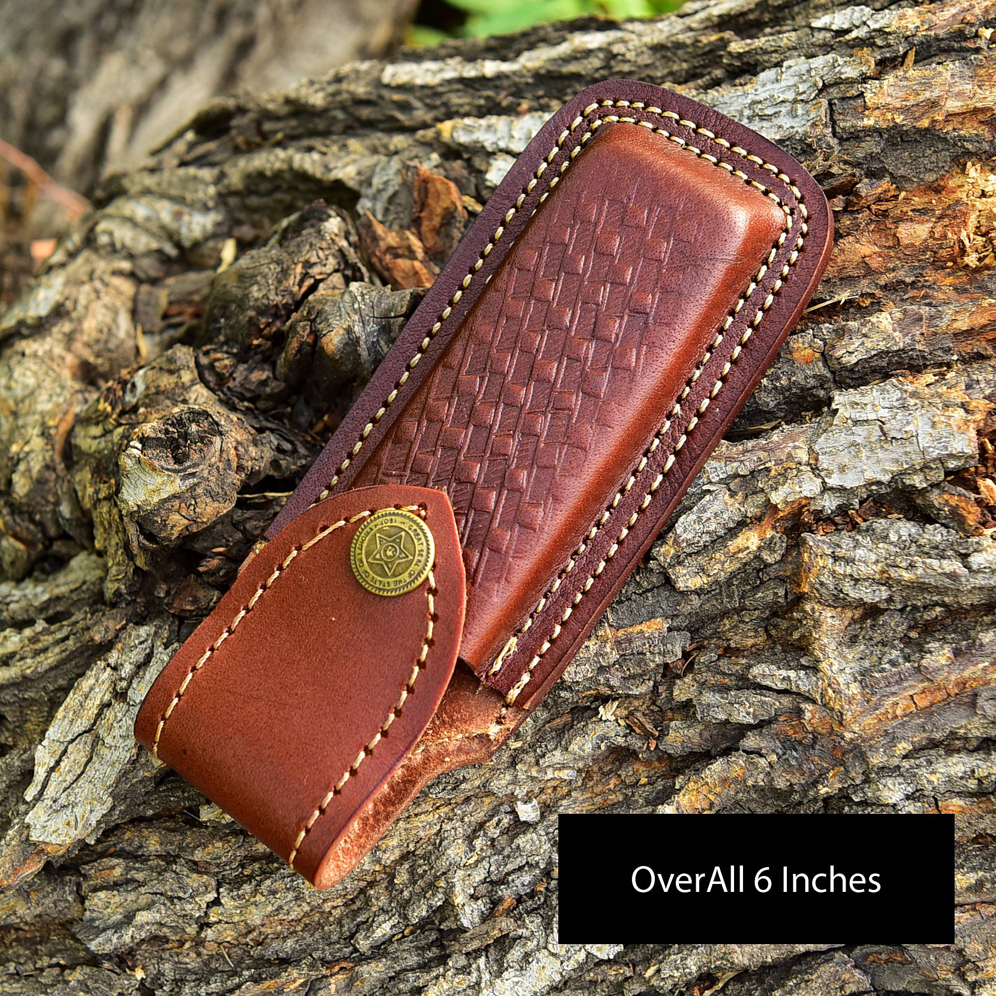 Custom Hand Stitched Top Grain Leather Folding Knife Engraved Sheath - Image 7
