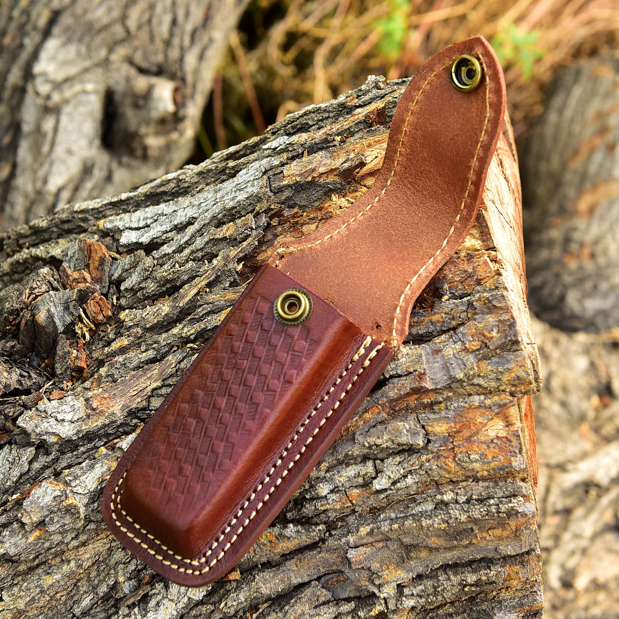 Custom Hand Stitched Top Grain Leather Folding Knife Engraved Sheath - Image 8