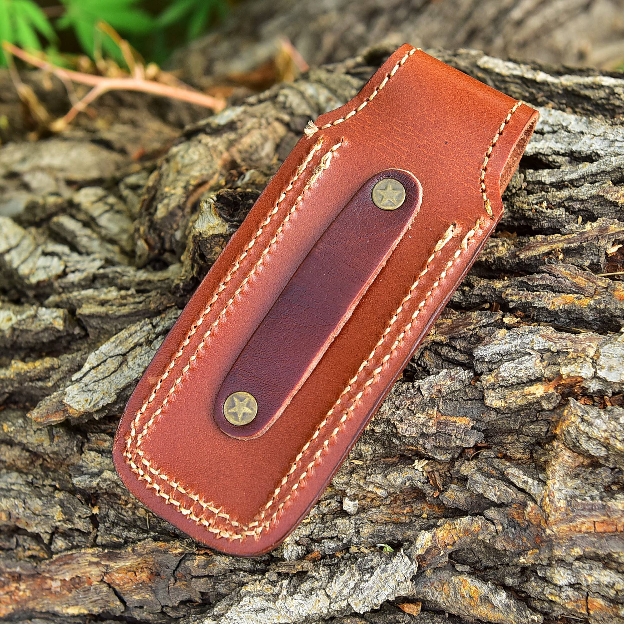 Custom Hand Stitched Top Grain Leather Folding Knife Engraved Sheath - Image 9