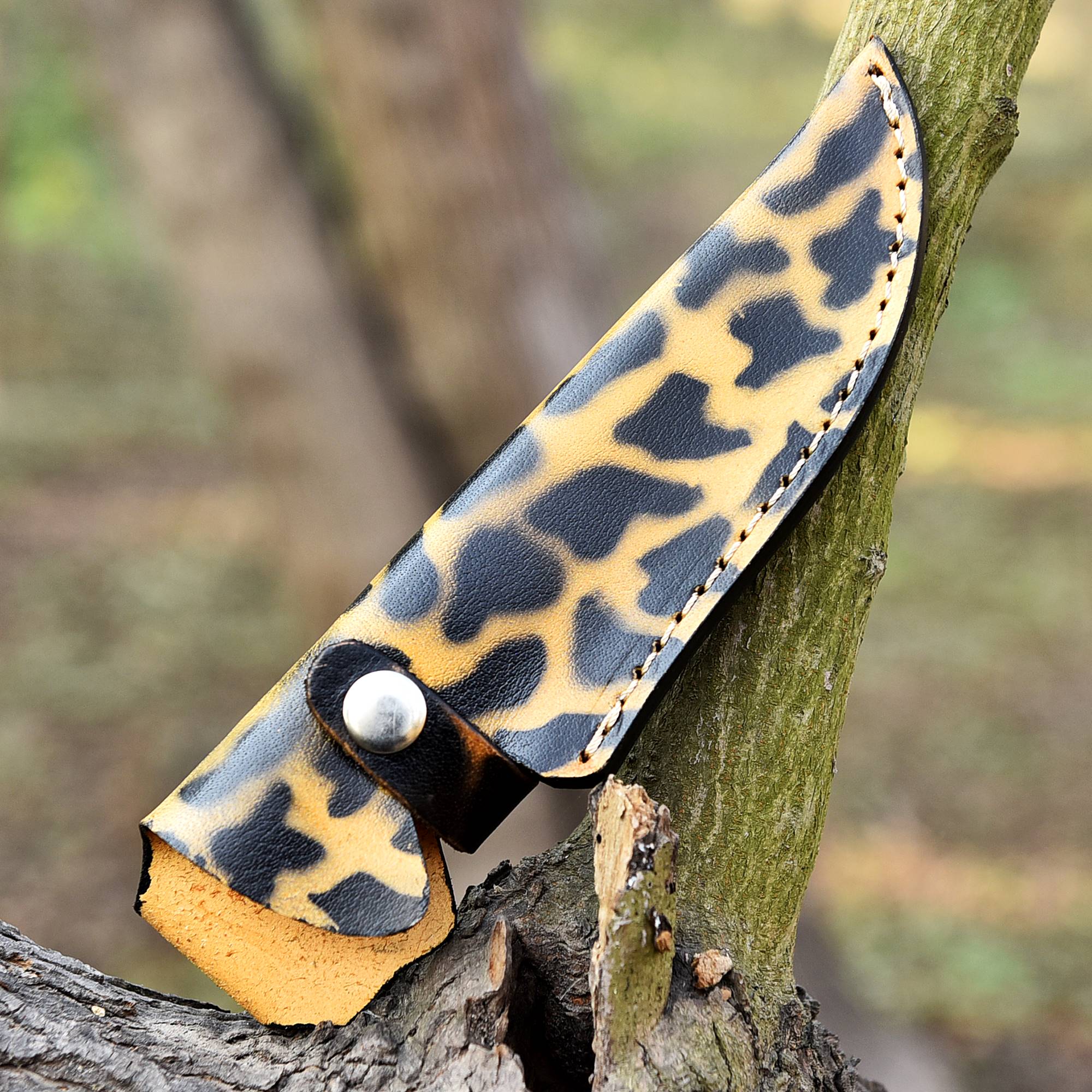 Custom Handcrafted Collector’s Edition Leopard Print Leather Knife Sheath - Image 2