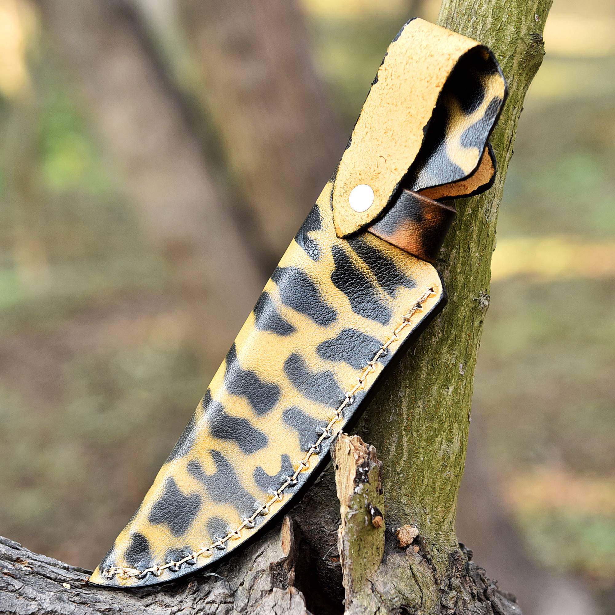 Custom Handcrafted Collector’s Edition Leopard Print Leather Knife Sheath - Image 3