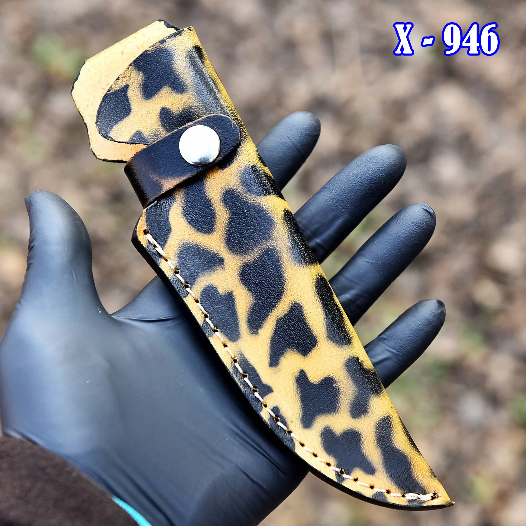Custom Handcrafted Collector’s Edition Leopard Print Leather Knife Sheath - Image 4
