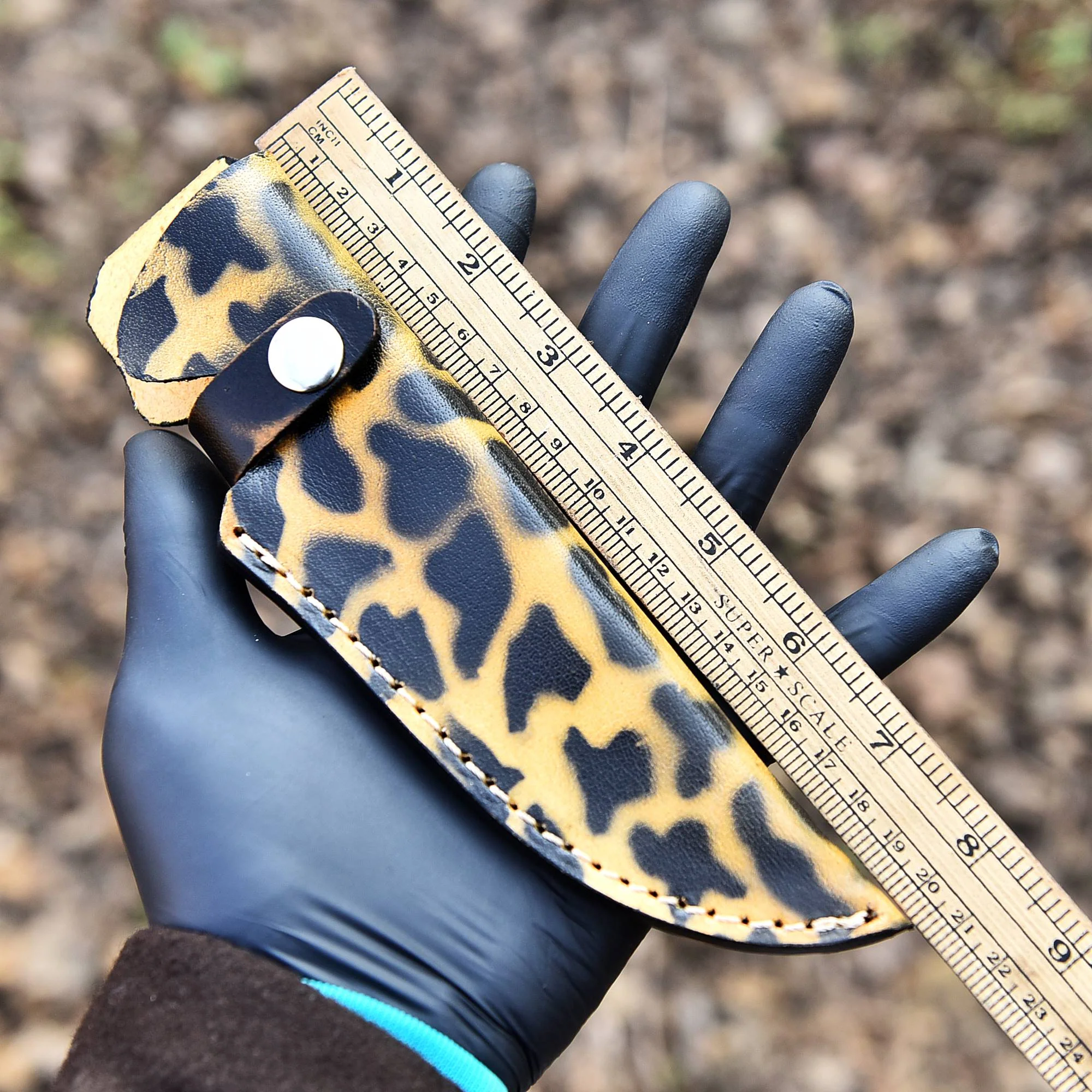Custom Handcrafted Collector’s Edition Leopard Print Leather Knife Sheath - Image 5