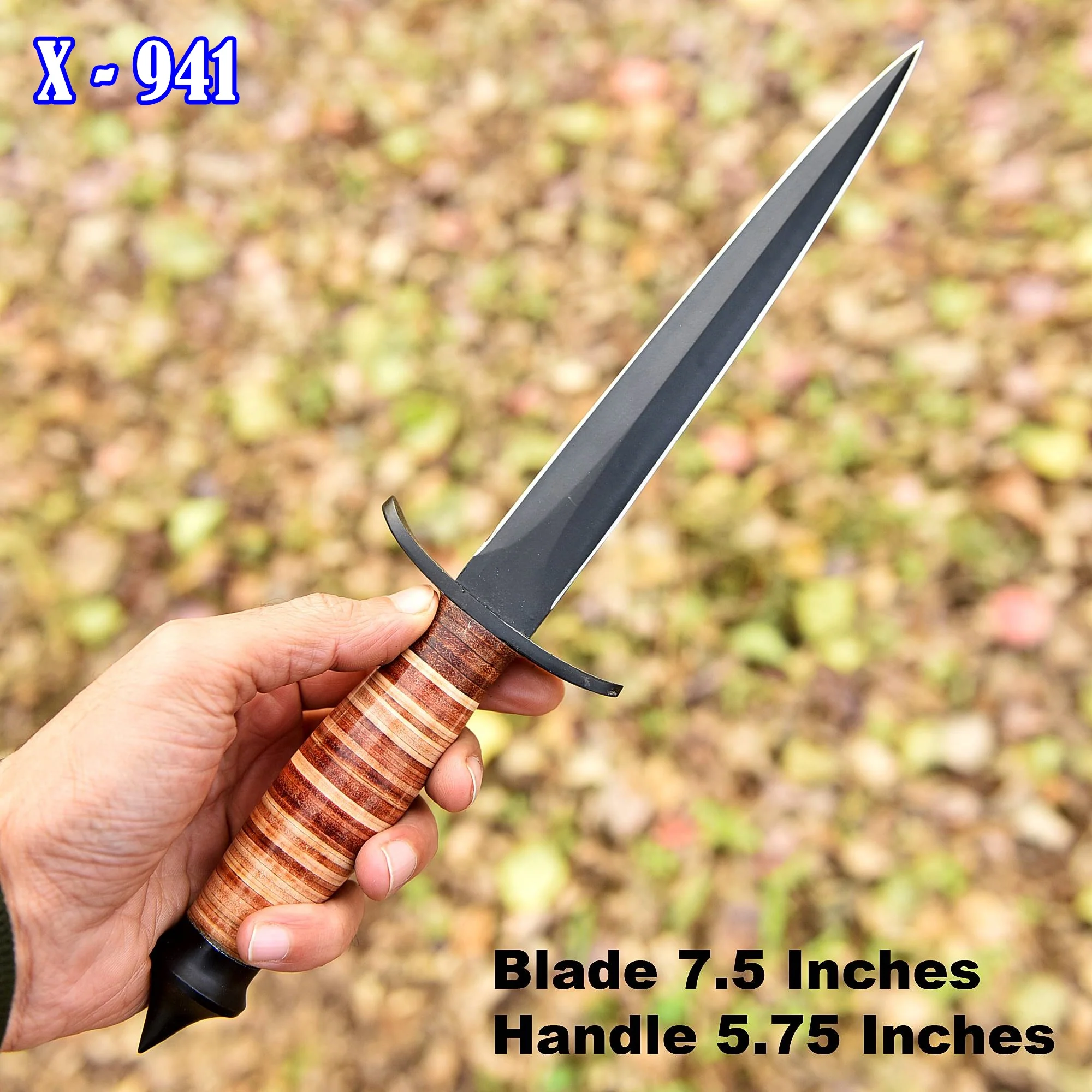 Custom Handmade 1050 Carbon Steel Powder Coat Blade Double Edge Dagger Knife - Image 3
