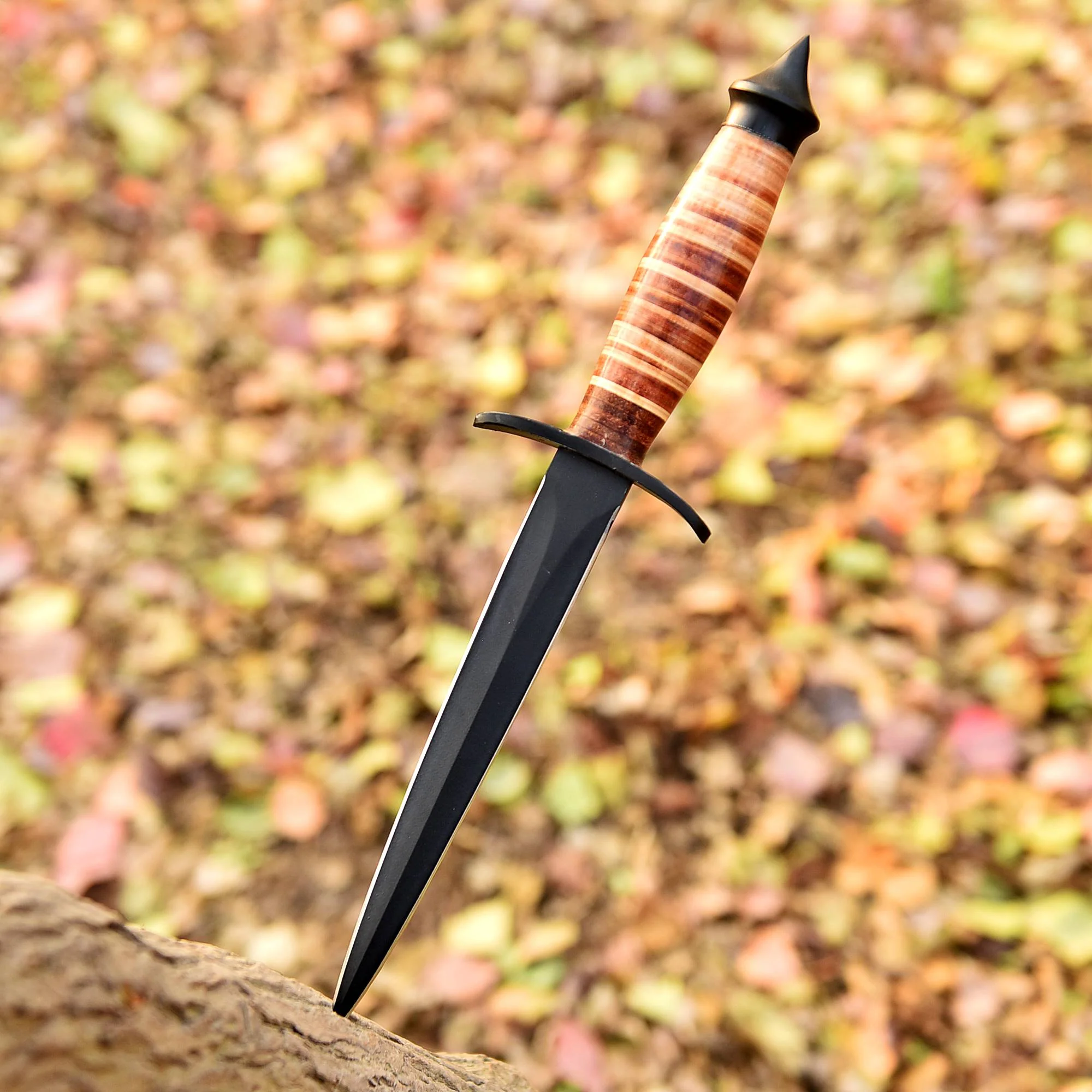 Custom Handmade 1050 Carbon Steel Powder Coat Blade Double Edge Dagger Knife - Image 4