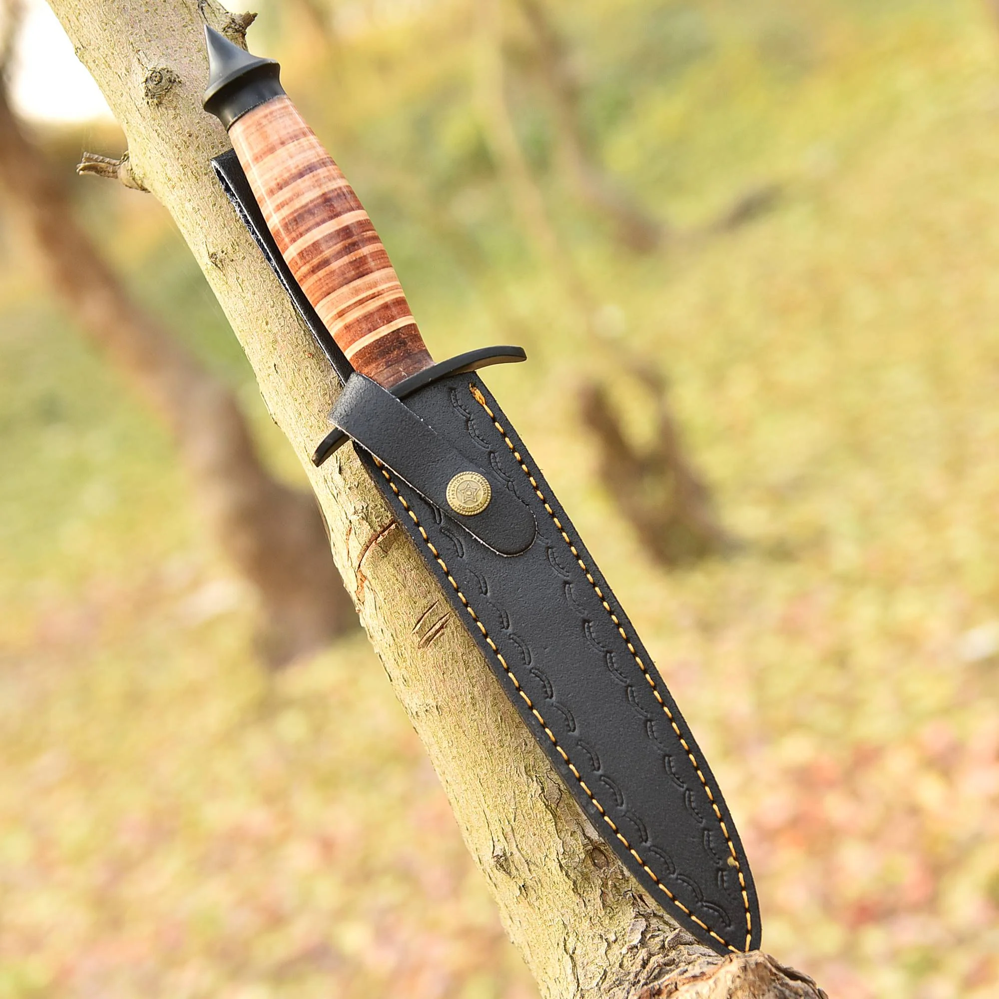 Custom Handmade 1050 Carbon Steel Powder Coat Blade Double Edge Dagger Knife - Image 5