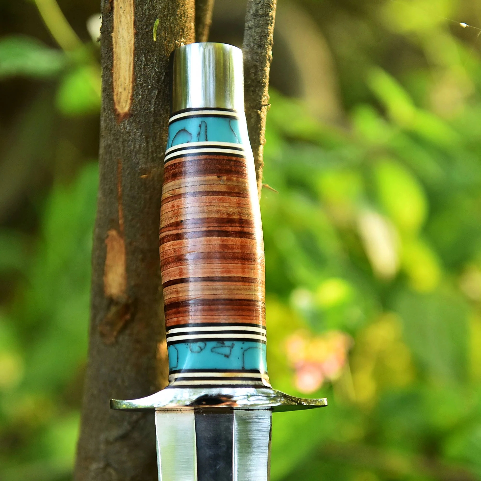 Custom Handmade 1095 Carbon Steel Dagger EDC Knife Leather Resin Handle - Image 3