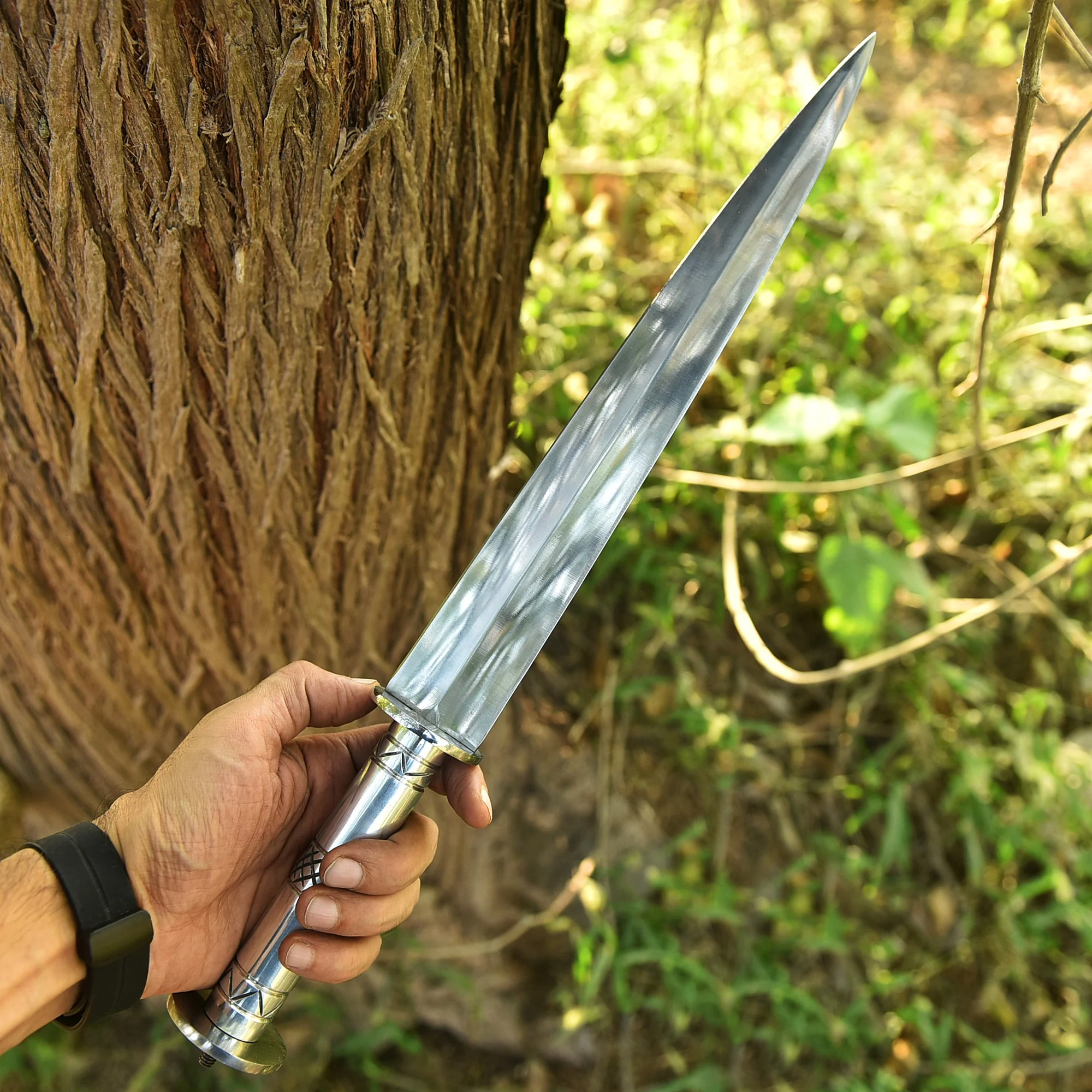 Custom Handmade Carbon Steel Dagger Knife 18" Full Tang Fixed Blade - Image 4