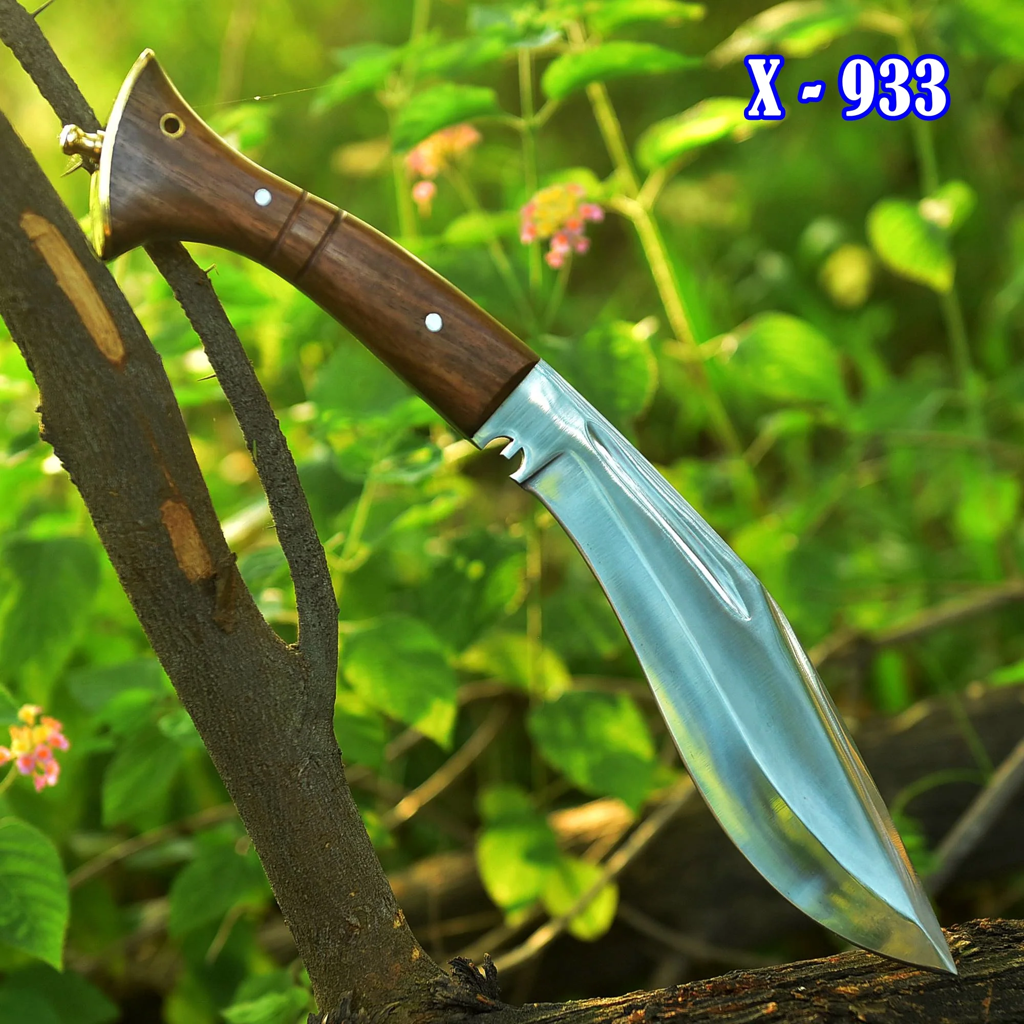 Custom Handmade Carbon Steel High Polish Gurkha Kukri Knife - With Leather Sheath - Image 2