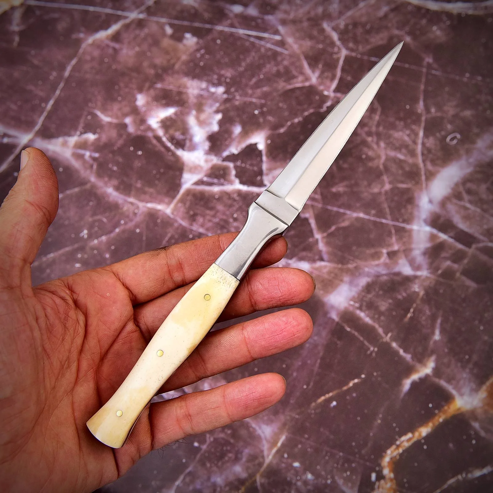 Custom Handmade D2 Steel Hunting Dagger Double Edge Boot Knife Full Tang x-268 - Image 13