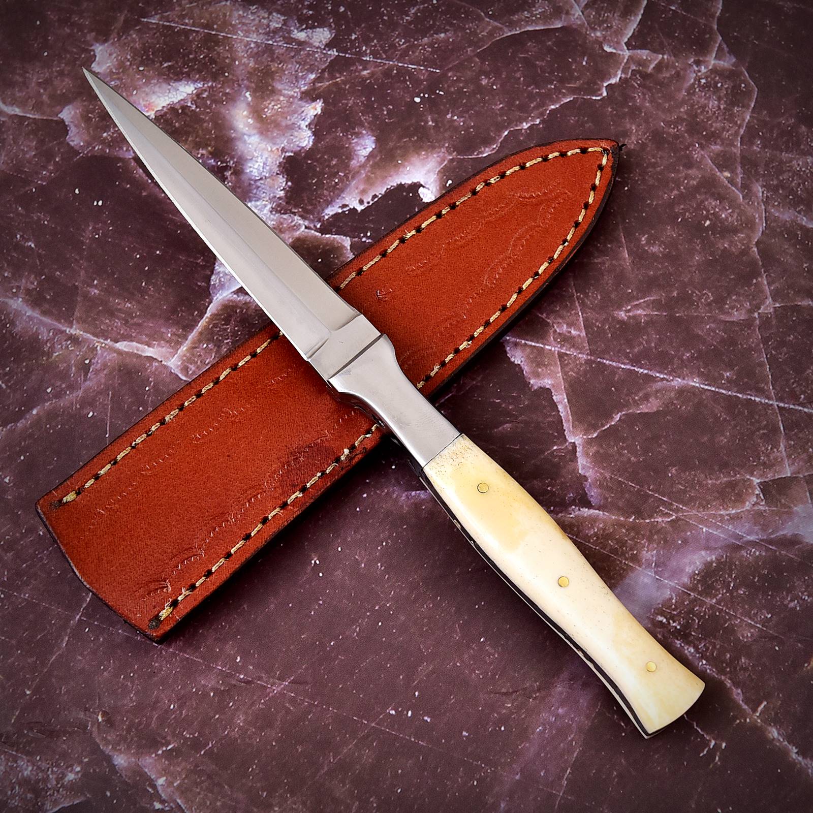 Custom Handmade D2 Steel Hunting Dagger Double Edge Boot Knife Full Tang x-268 - Image 14