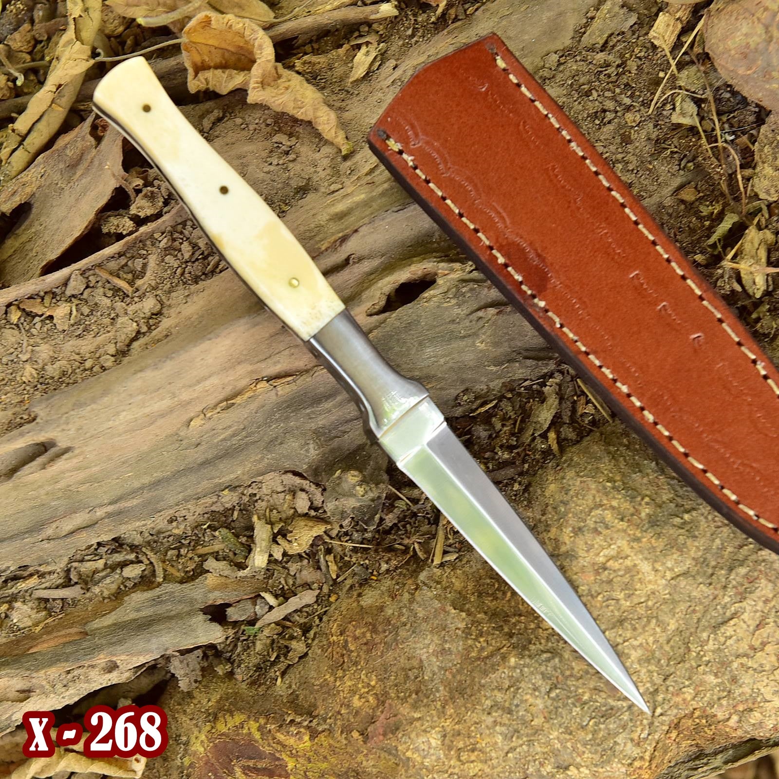 Custom Handmade D2 Steel Hunting Dagger Double Edge Boot Knife Full Tang x-268 - Image 2