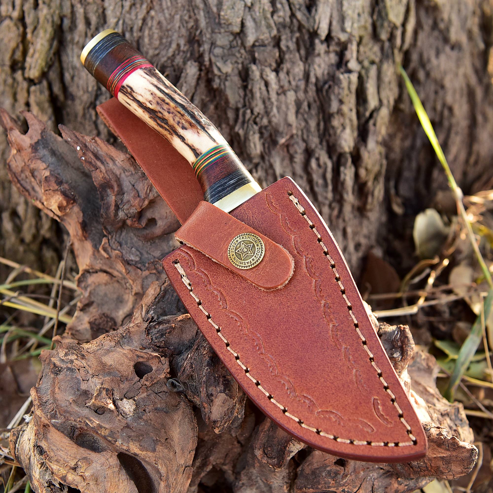 Custom Handmade Damascus Steel Blade Camping Skinner Knife Stage Handle - Image 11