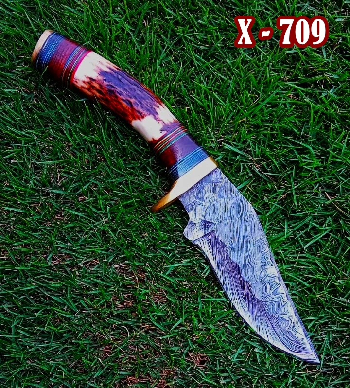 Custom Handmade Damascus Steel Blade Camping Skinner Knife Stage Handle - Image 3