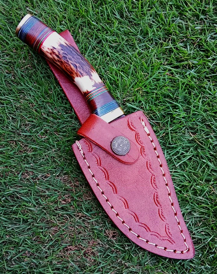 Custom Handmade Damascus Steel Blade Camping Skinner Knife Stage Handle - Image 5