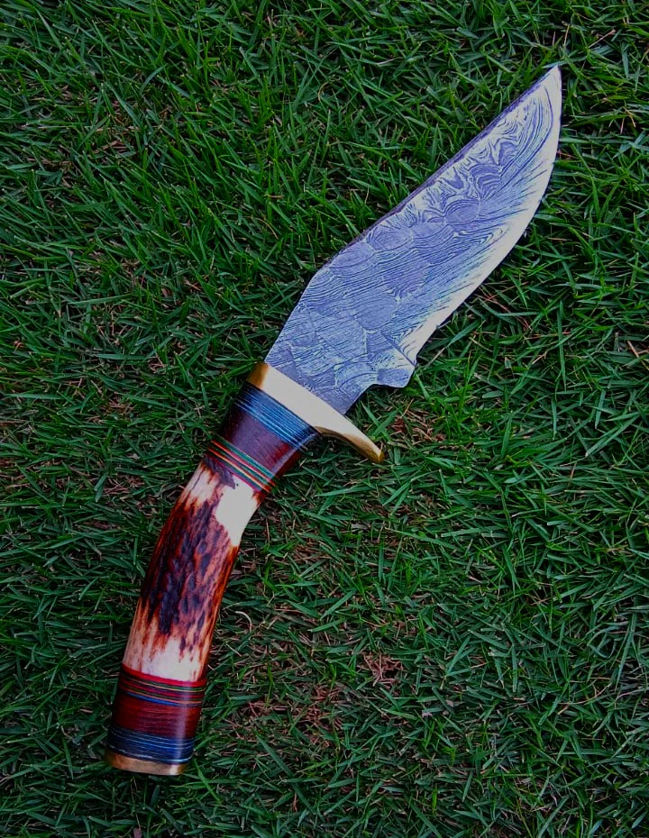 Custom Handmade Damascus Steel Blade Camping Skinner Knife Stage Handle - Image 7