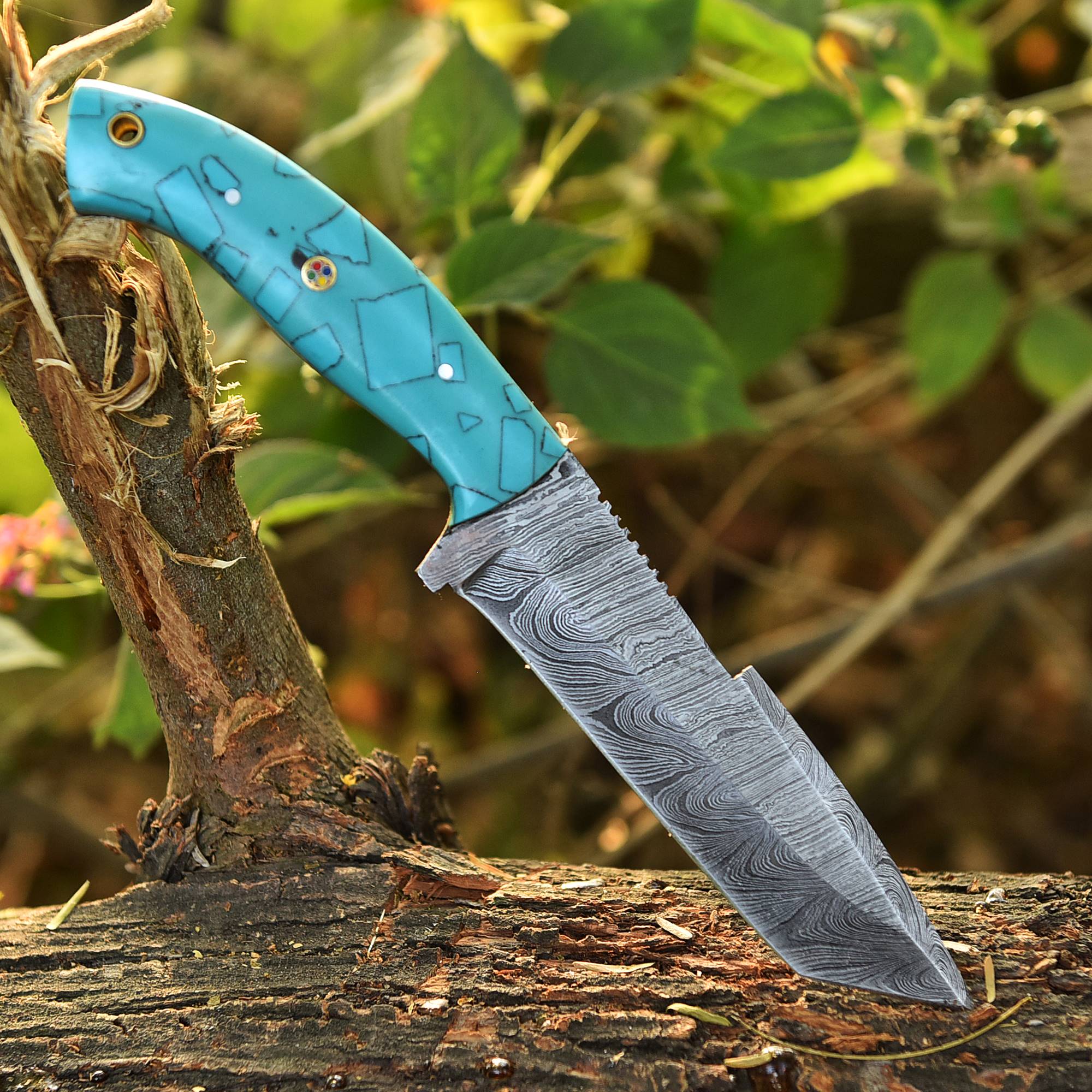 Custom Handmade Damascus Steel Blade Hunting Skinner Knife With Sheath - Image 6