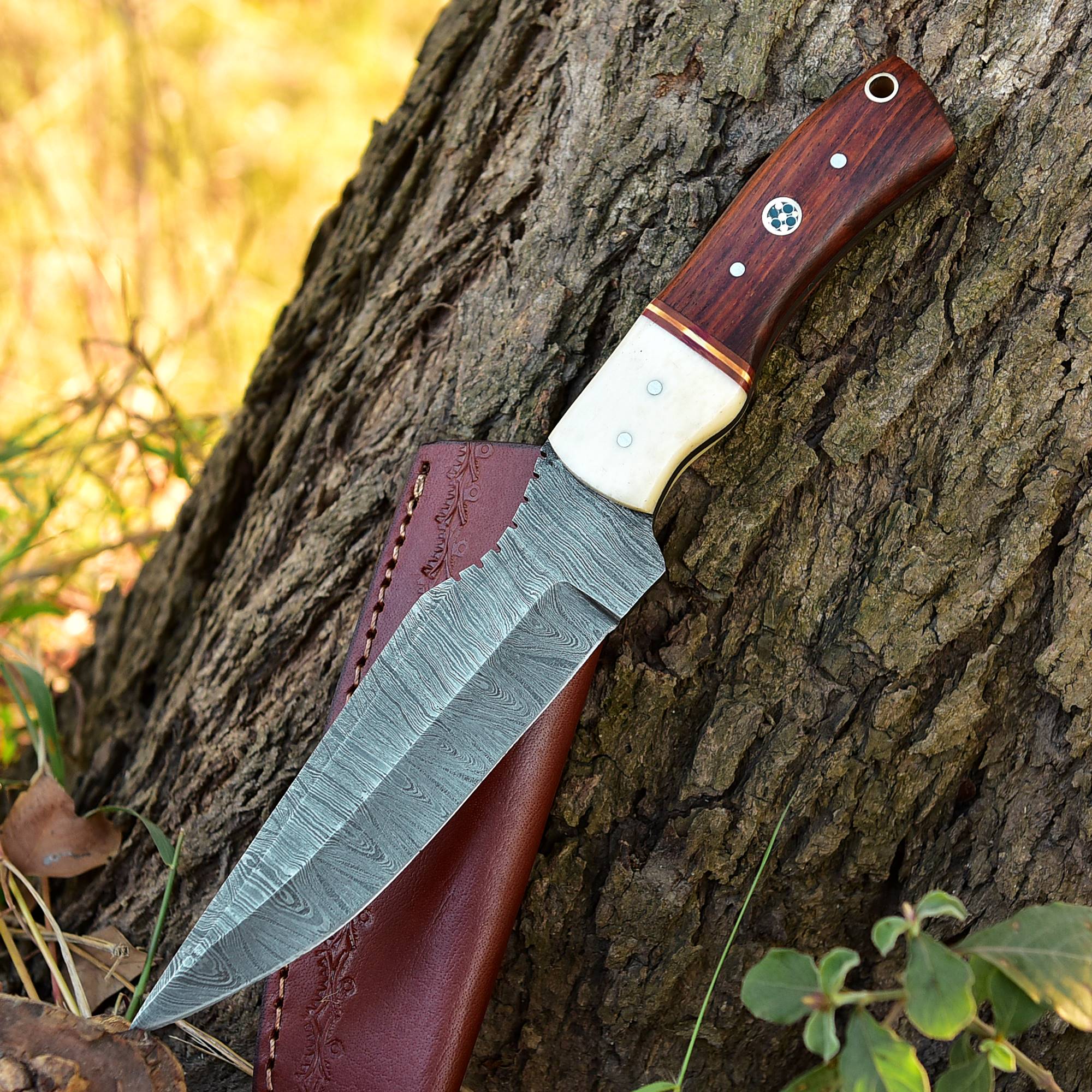 Custom Handmade Damascus Steel Blade Outdoor Hunting Camping Knife - Image 8