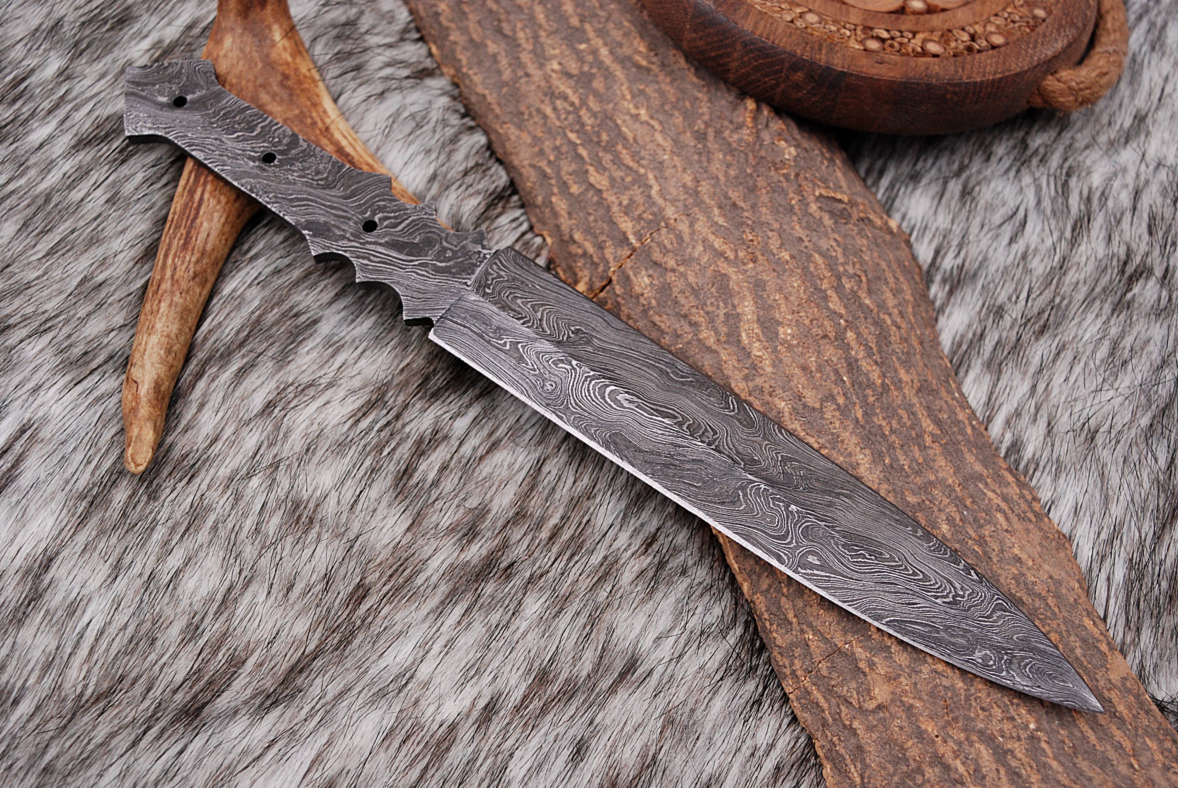 Custom Handmade Damascus Steel Dagger Knife Full Tang Blank Blade - Image 3